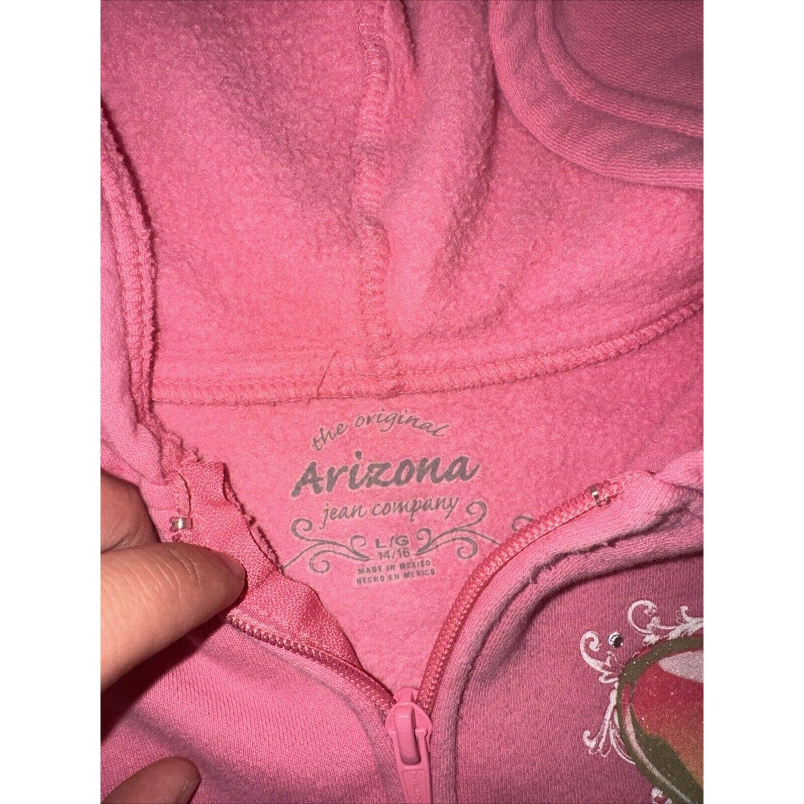 Arizona Jean Co. × Band Tees Vintage Y2K Full Zip Hoodie Pink Angel Small 16x20.5 Size S / US 4 / IT 40 - 4 Thumbnail