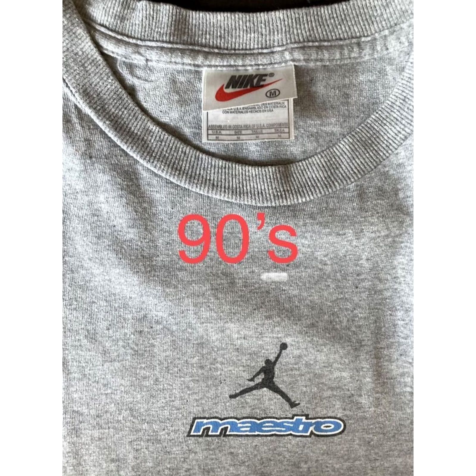 Nike VINTAGE NIKE Michael Jordan T-shirt 90s White Tag Gray M Men Short Sleeve Round Neck Logo Size US M / EU 48-50 / 2 - 2 Thumbnail