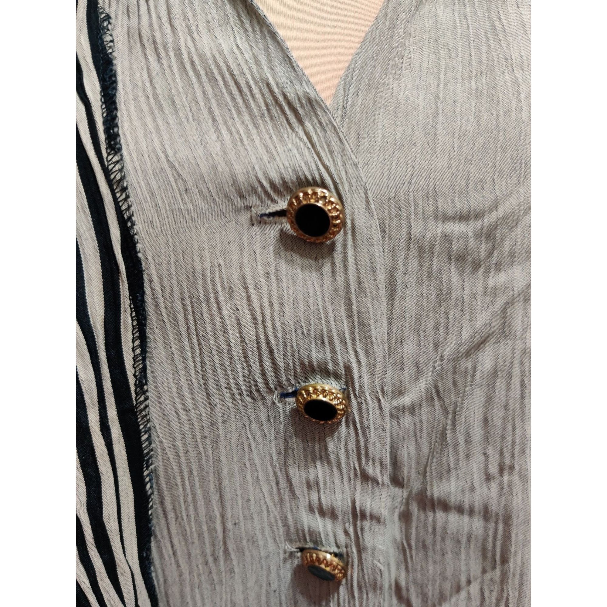Vintage Vintage Dress Savvy NY 14 Black Beige Striped Blazer Vest Co Size XL / US 12-14 / IT 48-50 - 5 Thumbnail
