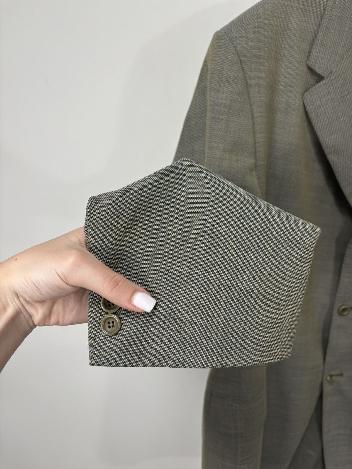 Canali Canali Proposta Olive Green Houndstooth Wool Blazer Jacket Size 48R - 13 Thumbnail