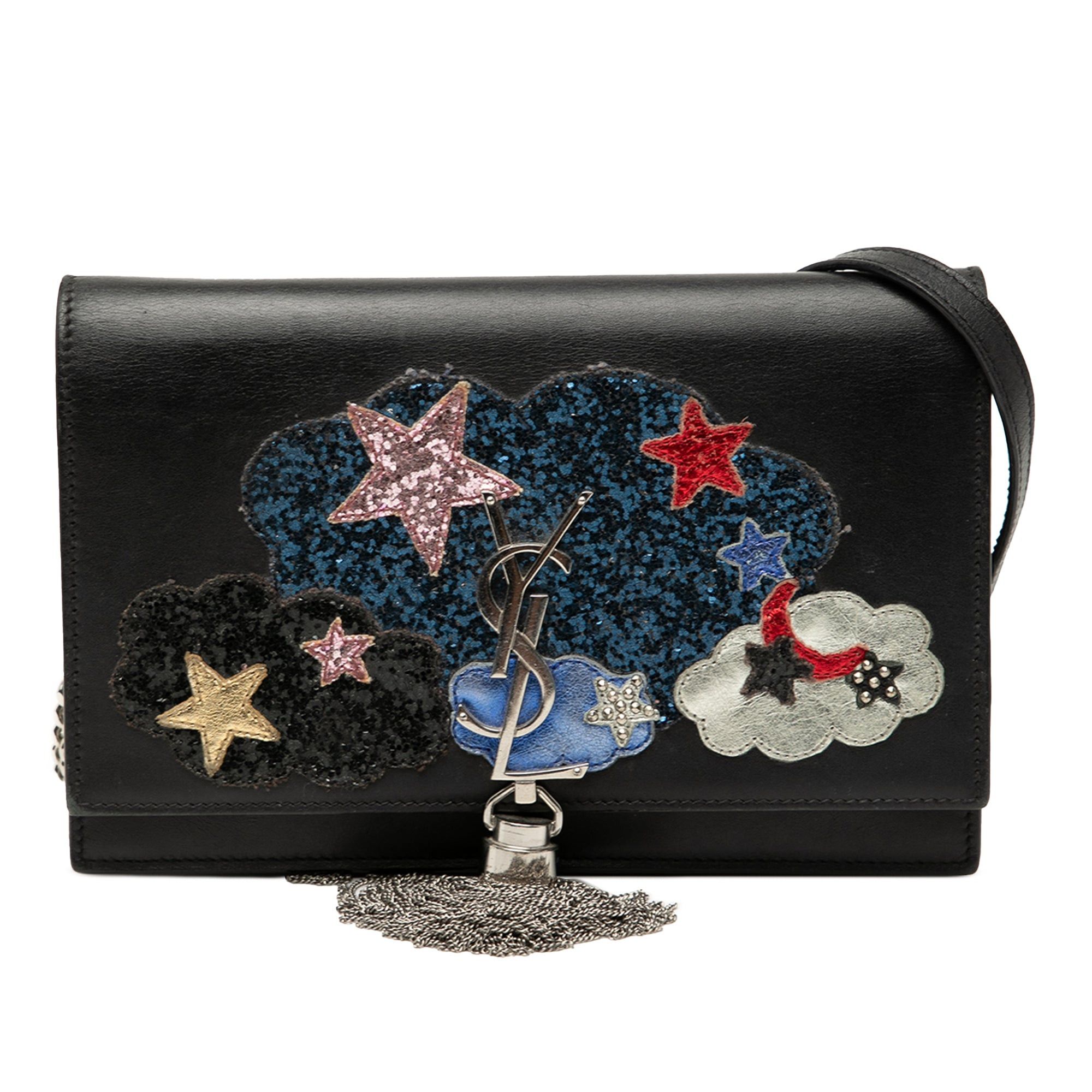 Saint Laurent Paris Calfskin Cloud Star Applique Classic Monogram Kate Tassel Wallet on Chain Size ONE SIZE - 1 Thumbnail