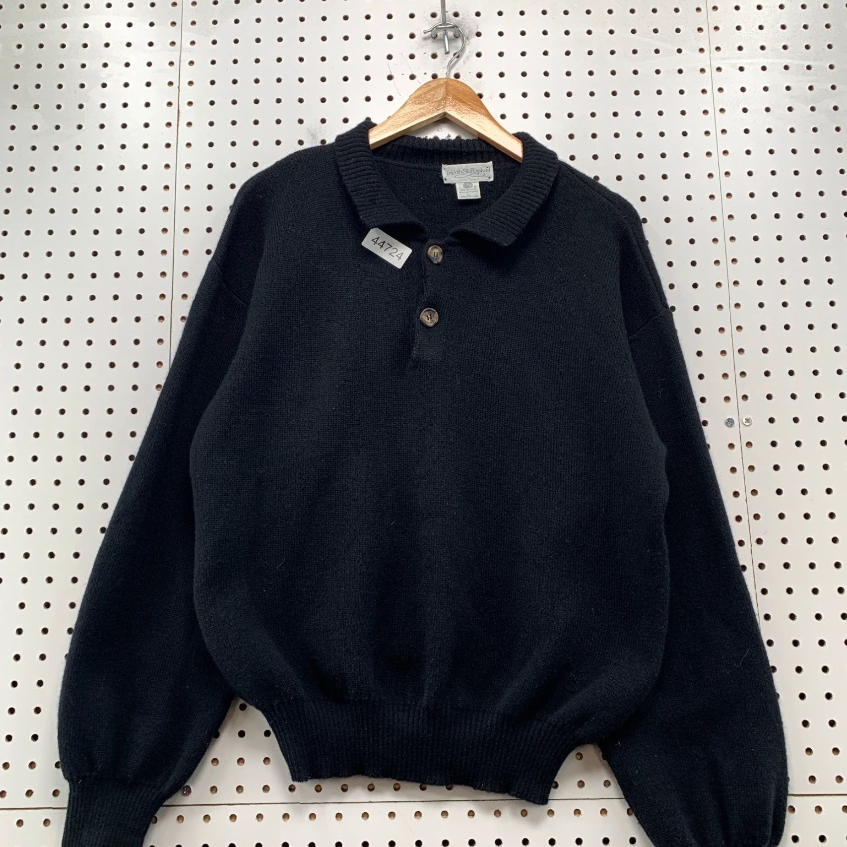 Vintage Vintage Tricots St Raphael Wool Sweater Mens Large Black Collared Leather Elbow Size US L / EU 52-54 / 3 - 3 Thumbnail
