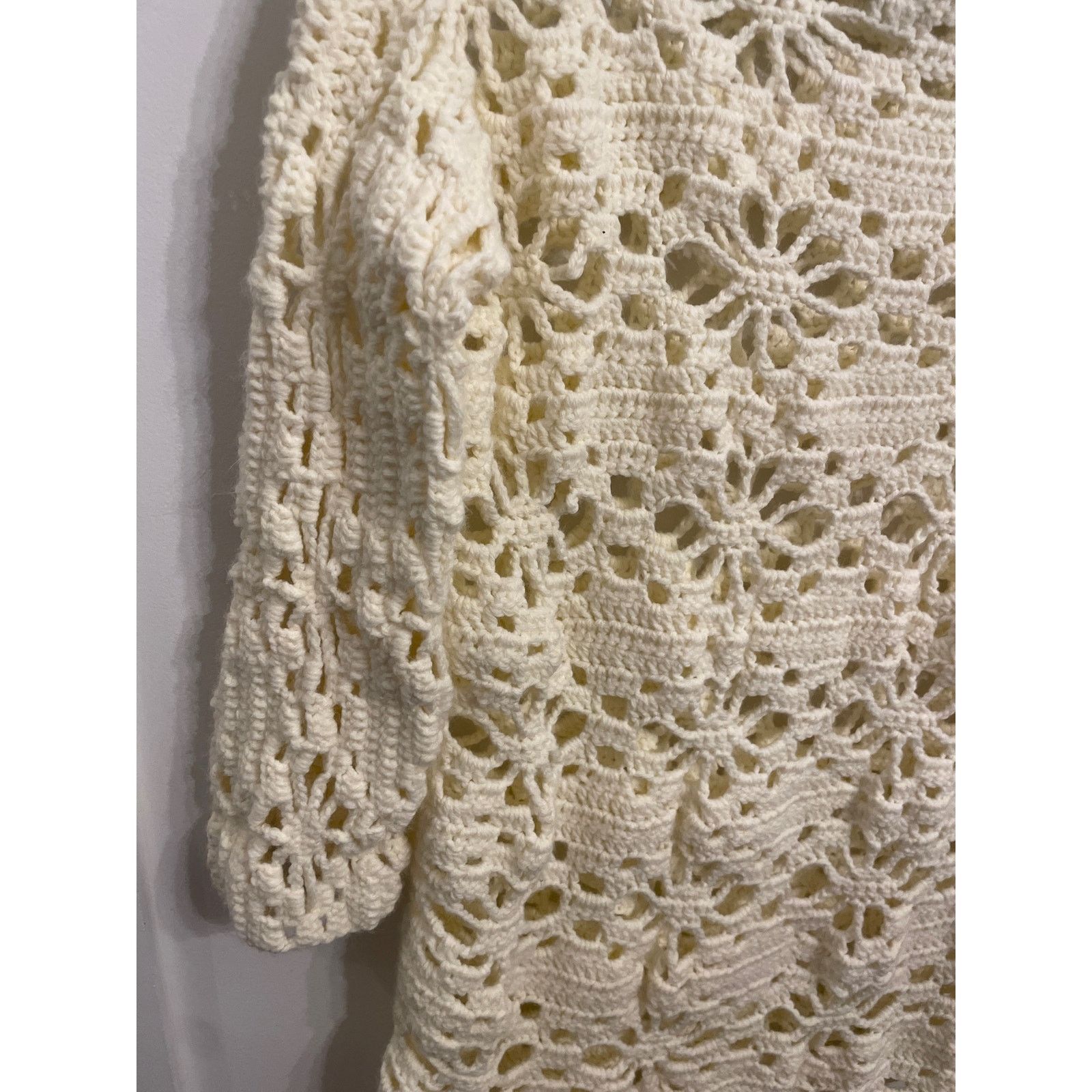 Handmade Handmade Cream Chunky Knit Crochet Sweater Tunic Size ONE SIZE - 3 Thumbnail