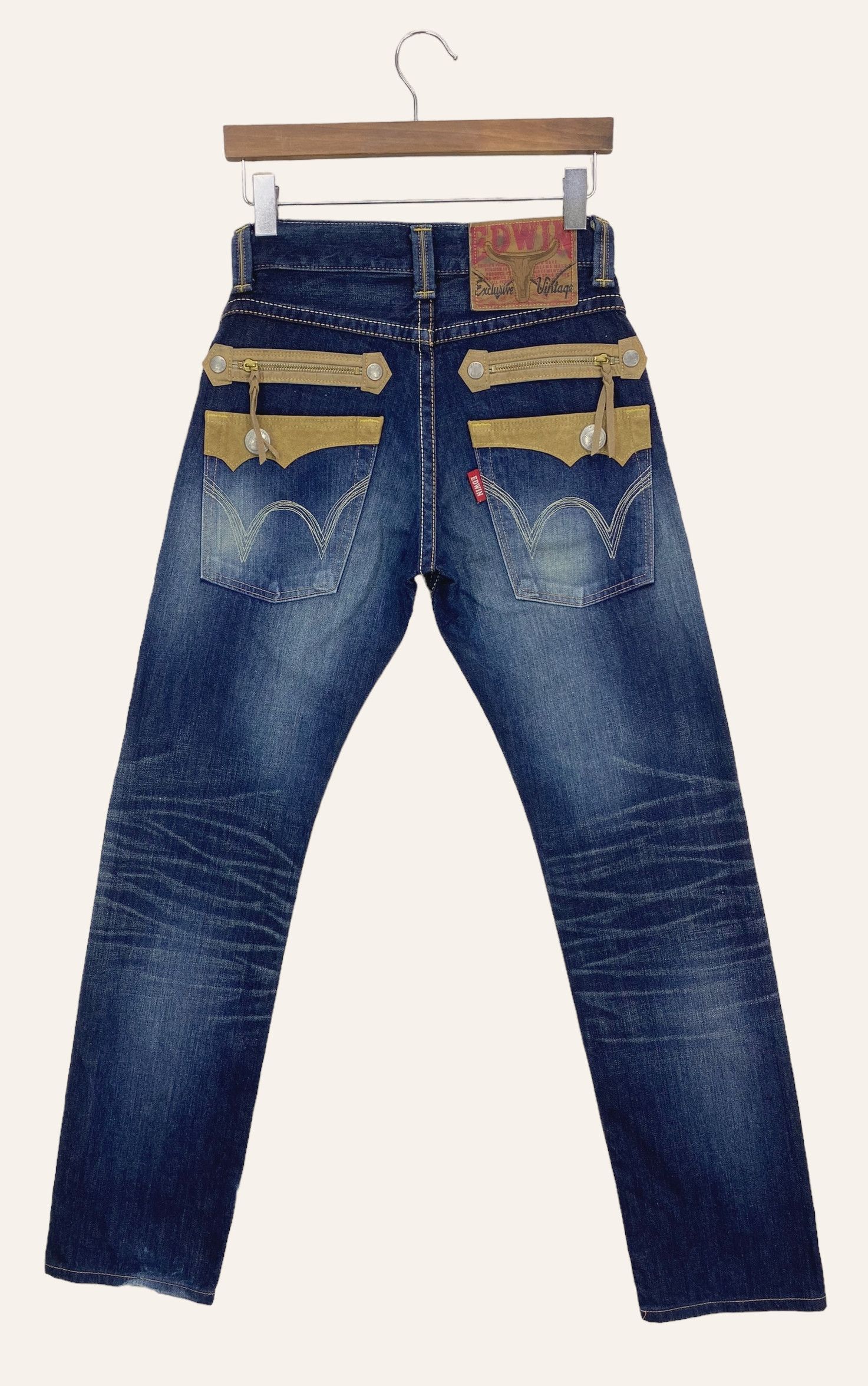 image of Art x Edwin Straight Leg Denim Jeans Edwin Japan Distressed in Blue, Women's (Size 28)