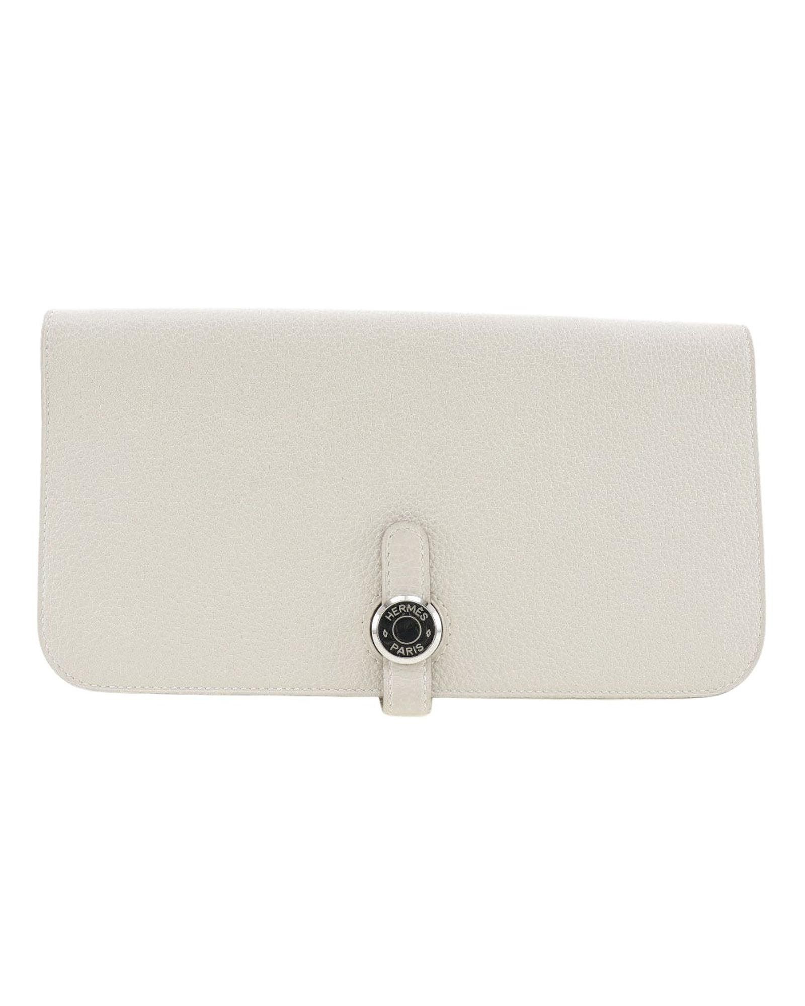 image of Sophisticated Hermes Dogon Long Wallet in Grey, Women's