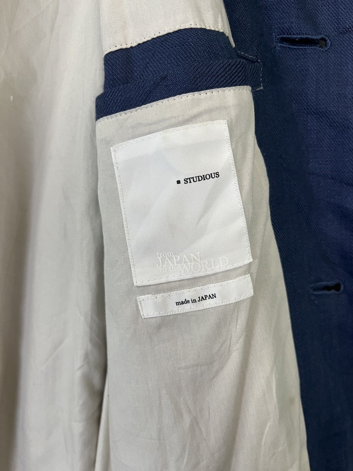 Japanese Brand × STUDIOUS Studious Hemp Blue Blazer Made in Japan Size S / US 4 / IT 40 - 9 Thumbnail