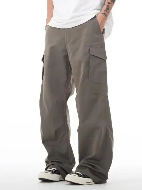 Japanese Brand Men's gray American casual all-match flared work trousers Size US 32 / EU 48 - 1 Thumbnail