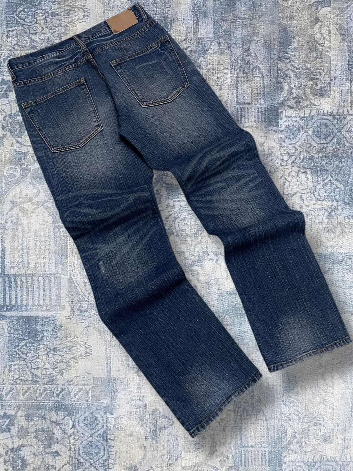 Japanese Brand Vintage 1990s Japan Designer Nylaus Distressed Patch Denim Size US 30 / EU 46 - 9 Thumbnail
