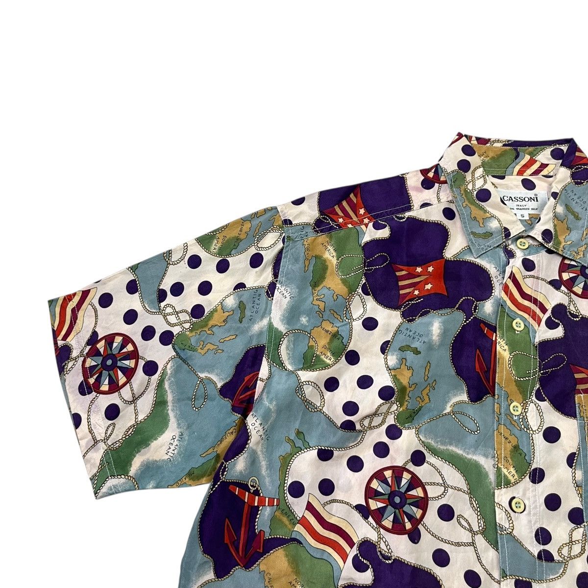 Issey Miyake Vintage 90s‼️Cassoni Italy Silk Shirt Nautical/YSL/Prada Styl Size US S / EU 44-46 / 1 - 4 Thumbnail
