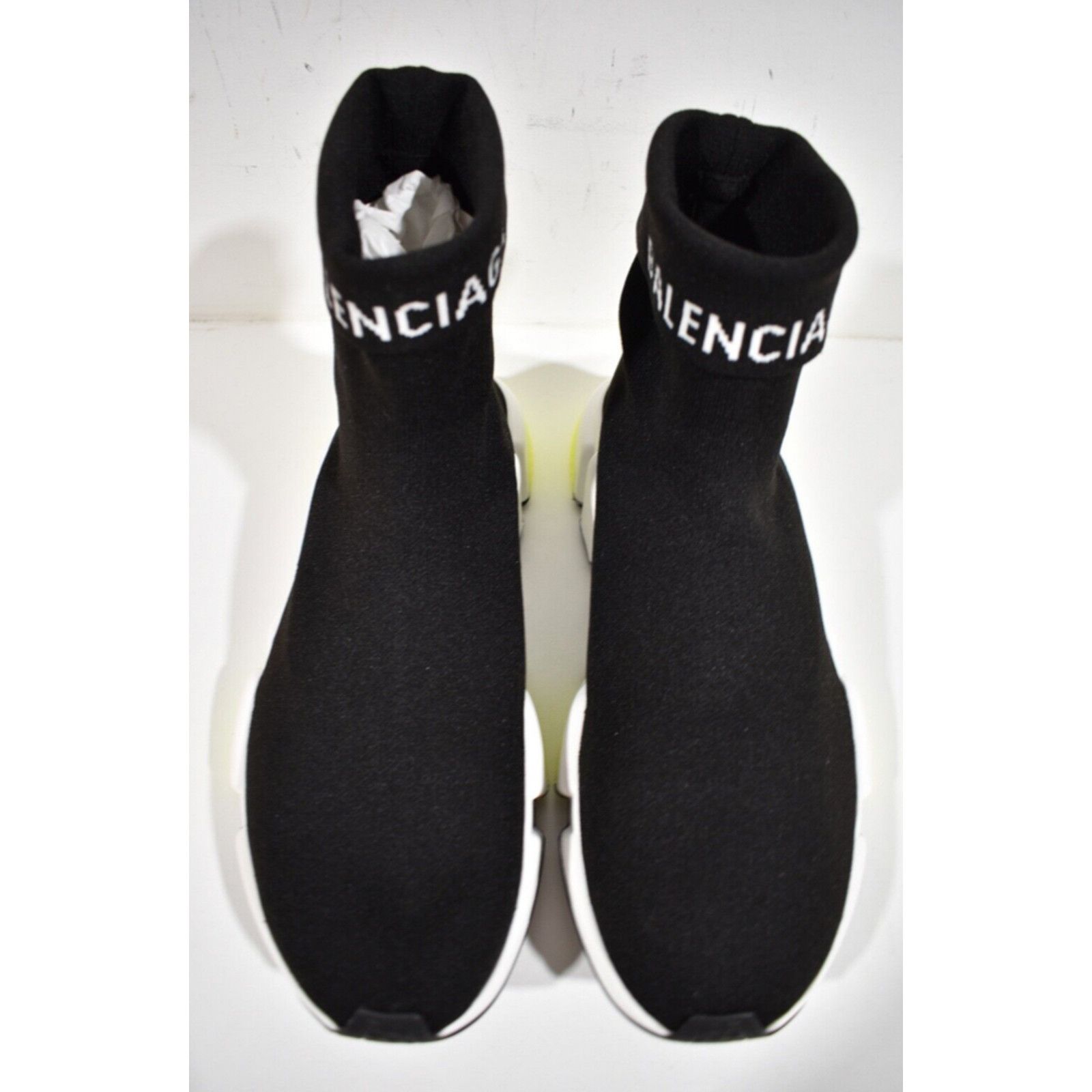 Balenciaga Balenciaga Mens Sock Speed Black White Yellow Logo Size US 10 / EU 43 - 7 Thumbnail