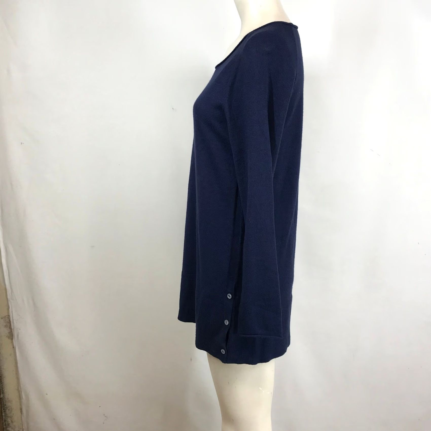 Soft Surroundings Soft Surroundings Sweater Womens XS Navy Blue Knit Tunic Scoop Neck Side Button Size XS / US 0-2 / IT 36-38 - 6 Thumbnail
