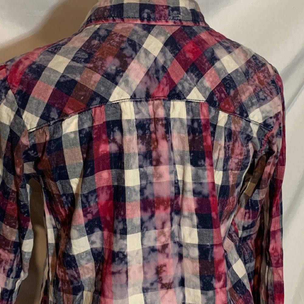 Designer Vanilla Star Bleach Distressed Plaid Button Down S Size S / US 4 / IT 40 - 5 Thumbnail