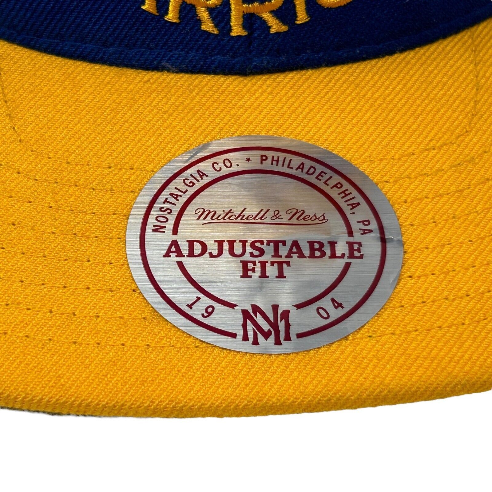 Mitchell & Ness Golden State Warriors Hat Blue Yellow NBA Baseball Cap Size ONE SIZE - 12 Thumbnail