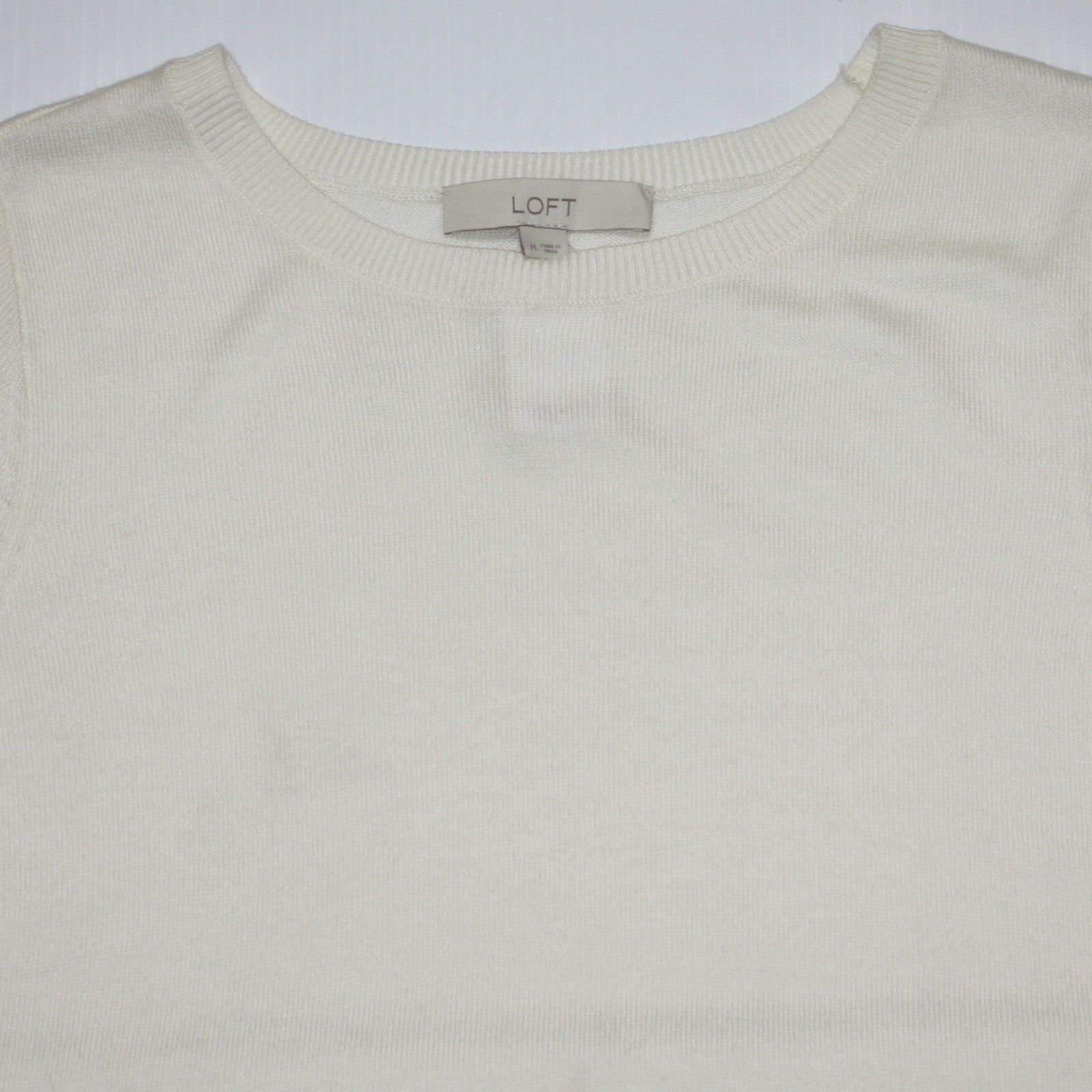 Loft Flounce Mixed Media Sweater Top in White Color NWT $64.90 Size M / US 6-8 / IT 42-44 - 3 Thumbnail