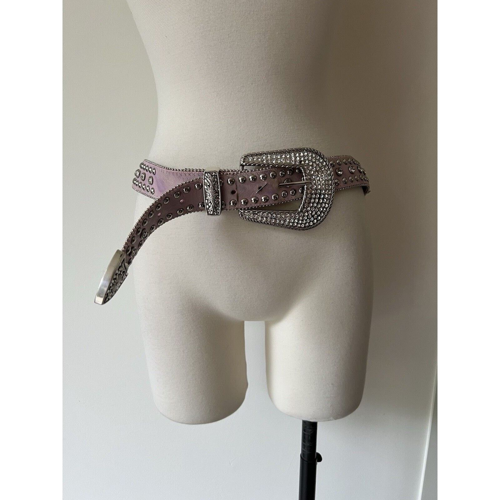 Nocona Y2K Nocona Pink Leather Rhinestone Bling Embleshied Belt Size ONE SIZE - 5 Thumbnail