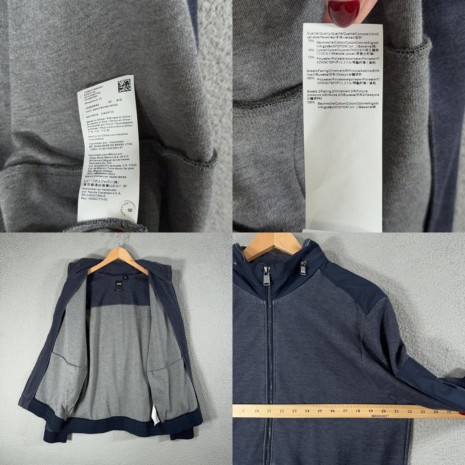 Vintage Boss Windbreaker Jacket Mens XL Blue Hooded Full Zip Removable Hood Pockets Zip Size US XL / EU 56 / 4 - 8 Thumbnail