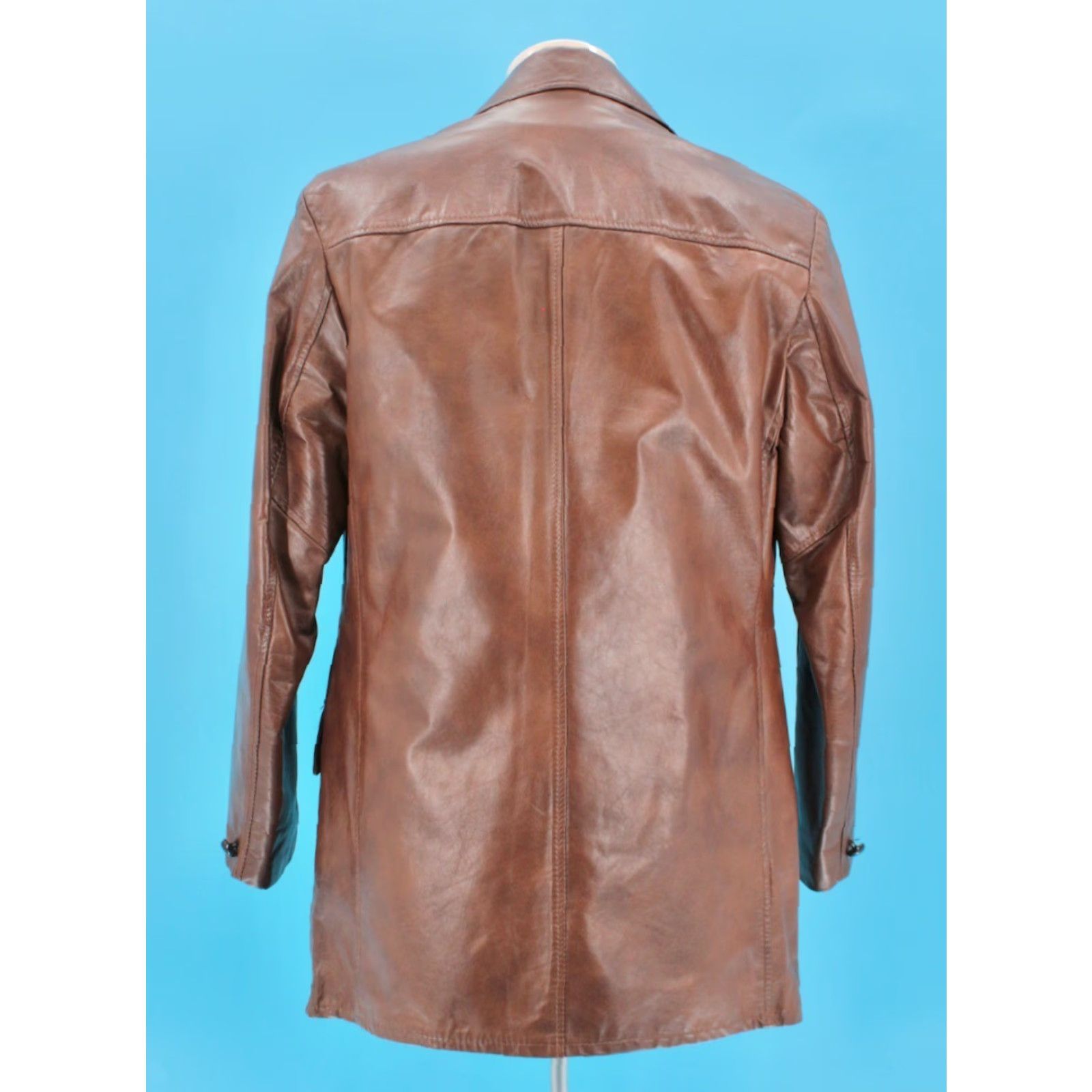Vintage VINTAGE Mens 70s Leather Jacket Brown Sz 38 R 1970s The Leather Shop Disco Good condition Leather Shirt/Coat Mens Size US XXS / EU 40 - 4 Thumbnail