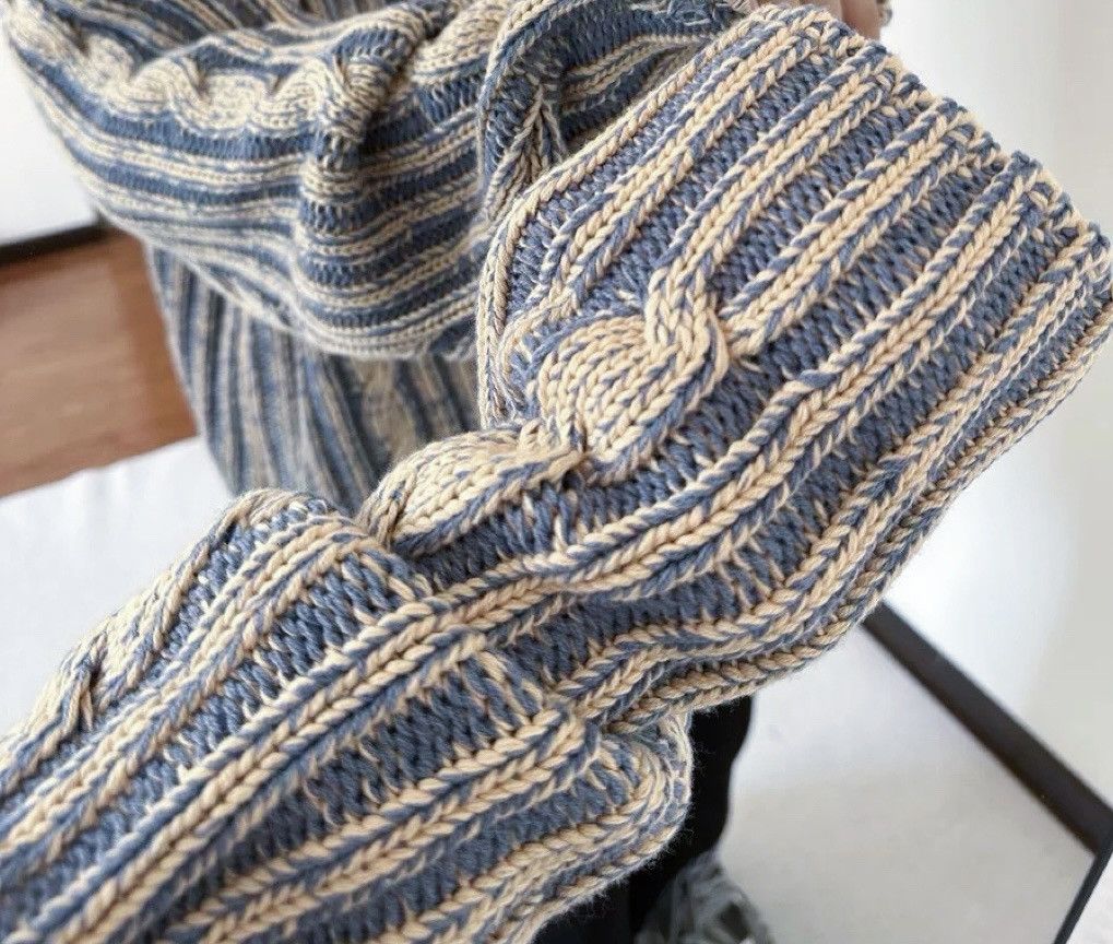 Japanese Brand × Vintage Reversible retro cable knit sweater knitwear jumper Size US XL / EU 56 / 4 - 8 Thumbnail