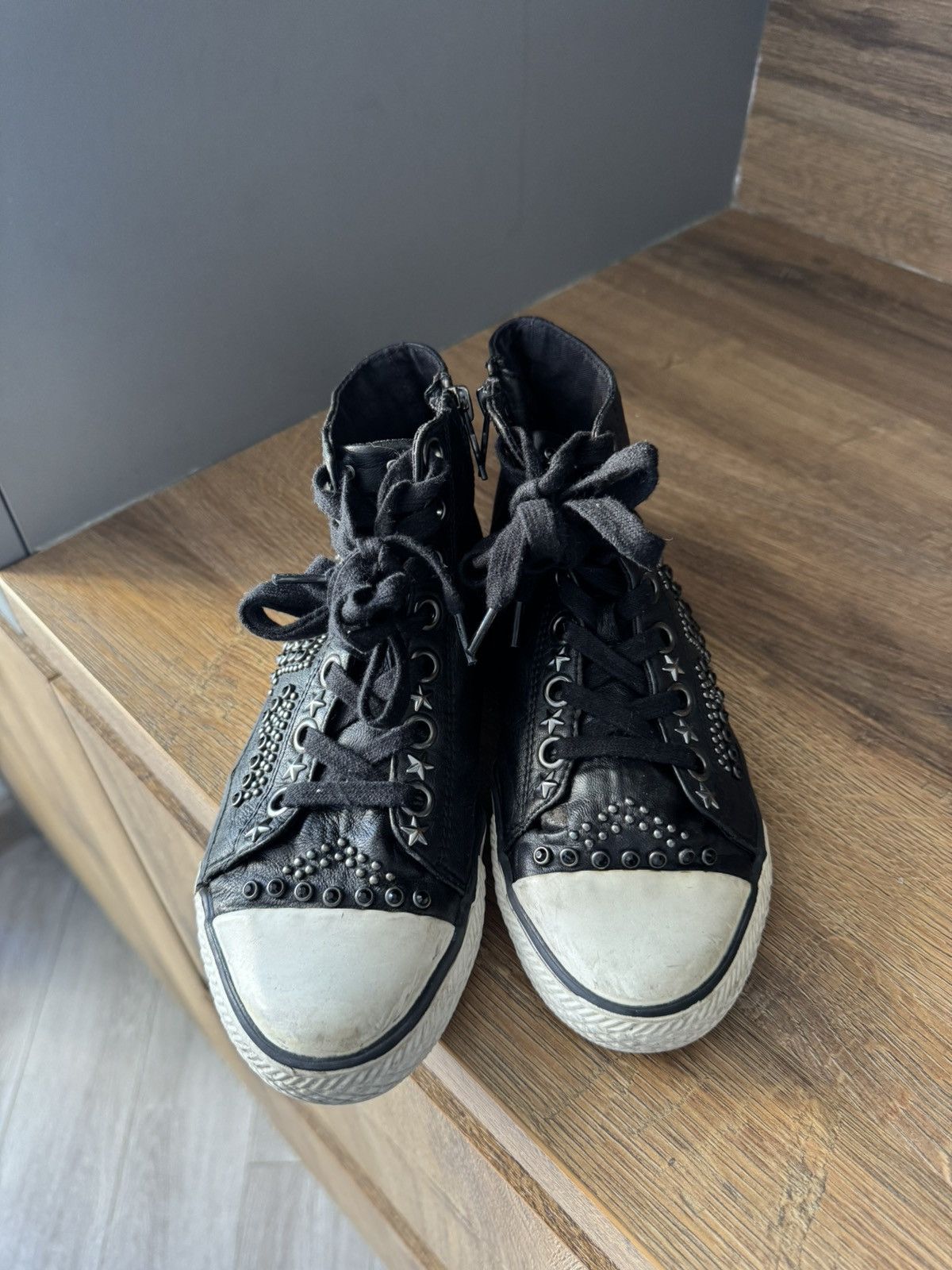 ASH ASH leather metallic inserts buttons high sneakers boots Size US 7 / IT 37 - 2 Thumbnail