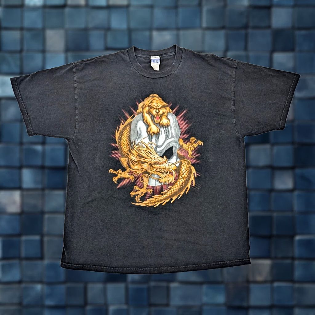 Vintage VINTAGE Freeze Panther Skull Dragon Crew Neck Shirt Men 2XL Black Graphic Print Short Sleeve Logo Size US XXL / EU 58 / 5 - 1 Thumbnail