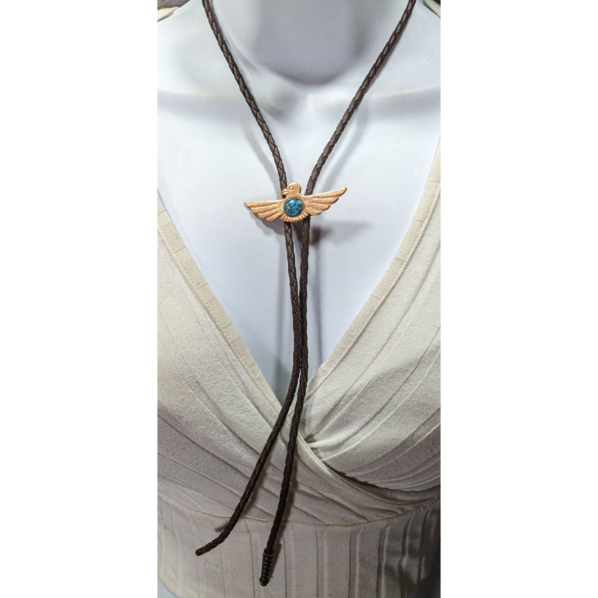 Other Vintage Copper Bird Bolo Tie With Turquoise Cabochon Size ONE SIZE - 7 Thumbnail