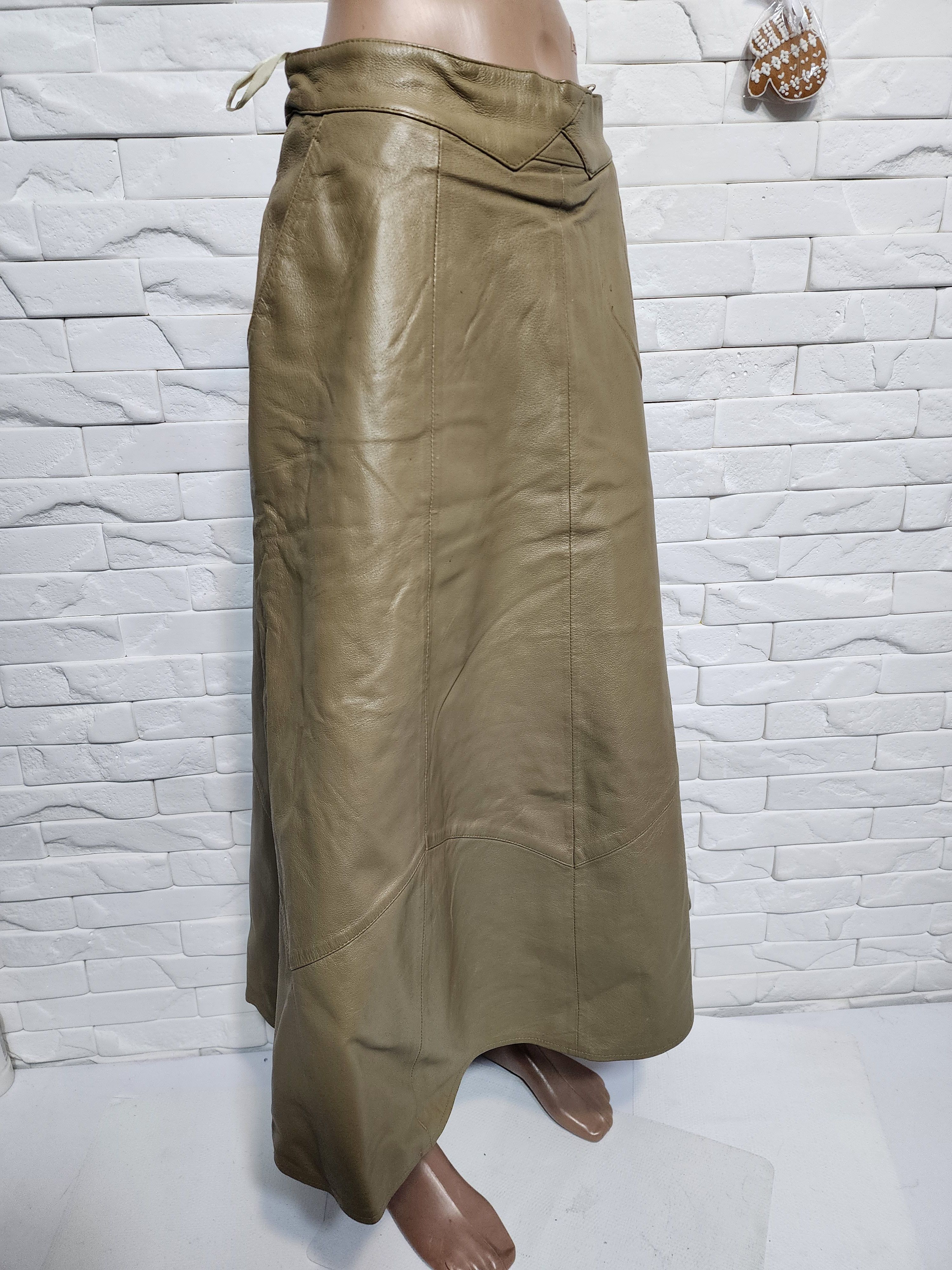Other Brown Leather Skirt with Pockets Size 33" - 3 Thumbnail