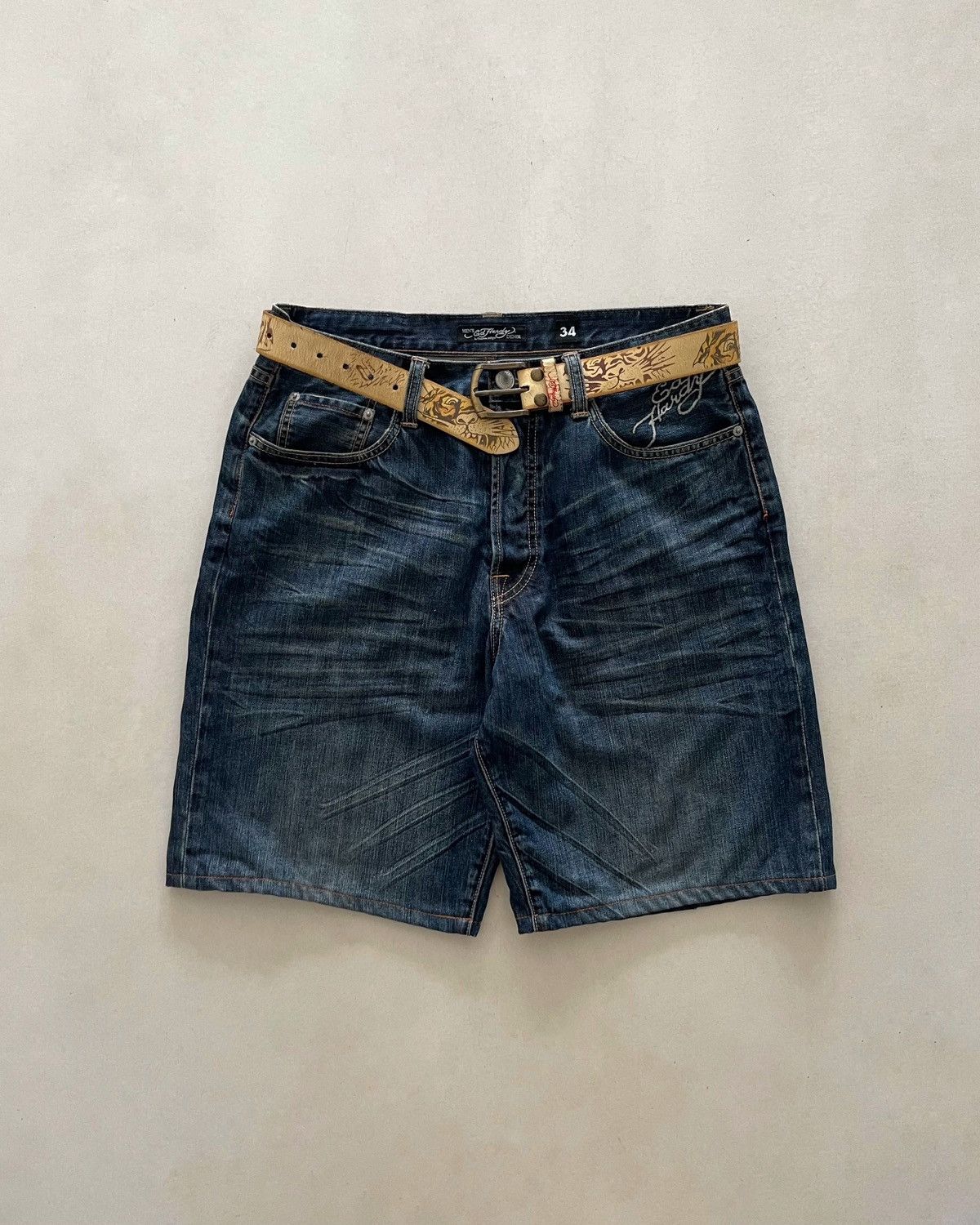 Ed Hardy ‘ ED HARDY ‘ Dark Blue Baggy Jorts ‘ New York City ‘ Size US 34 / EU 50 - 2 Thumbnail