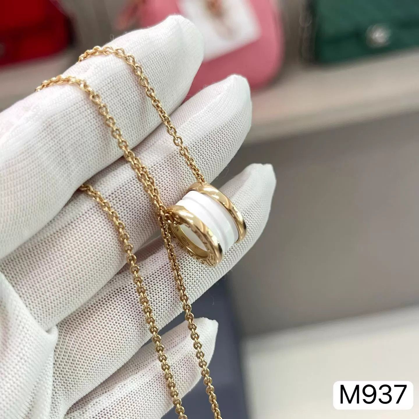 Bvlgari Bvlgari B.ZERO1 18k Rose Gold White Ceramic Spring Necklace Size ONE SIZE - 6 Thumbnail