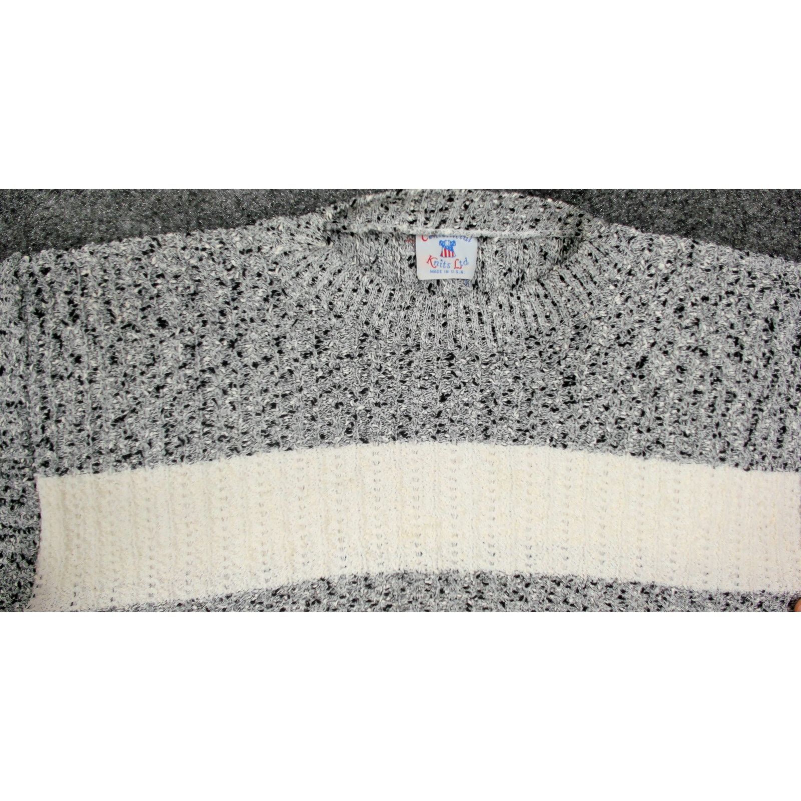 Vintage Vintage 80s Oversized Batwing Striped Knit Sweater Size XL / US 12-14 / IT 48-50 - 9 Thumbnail