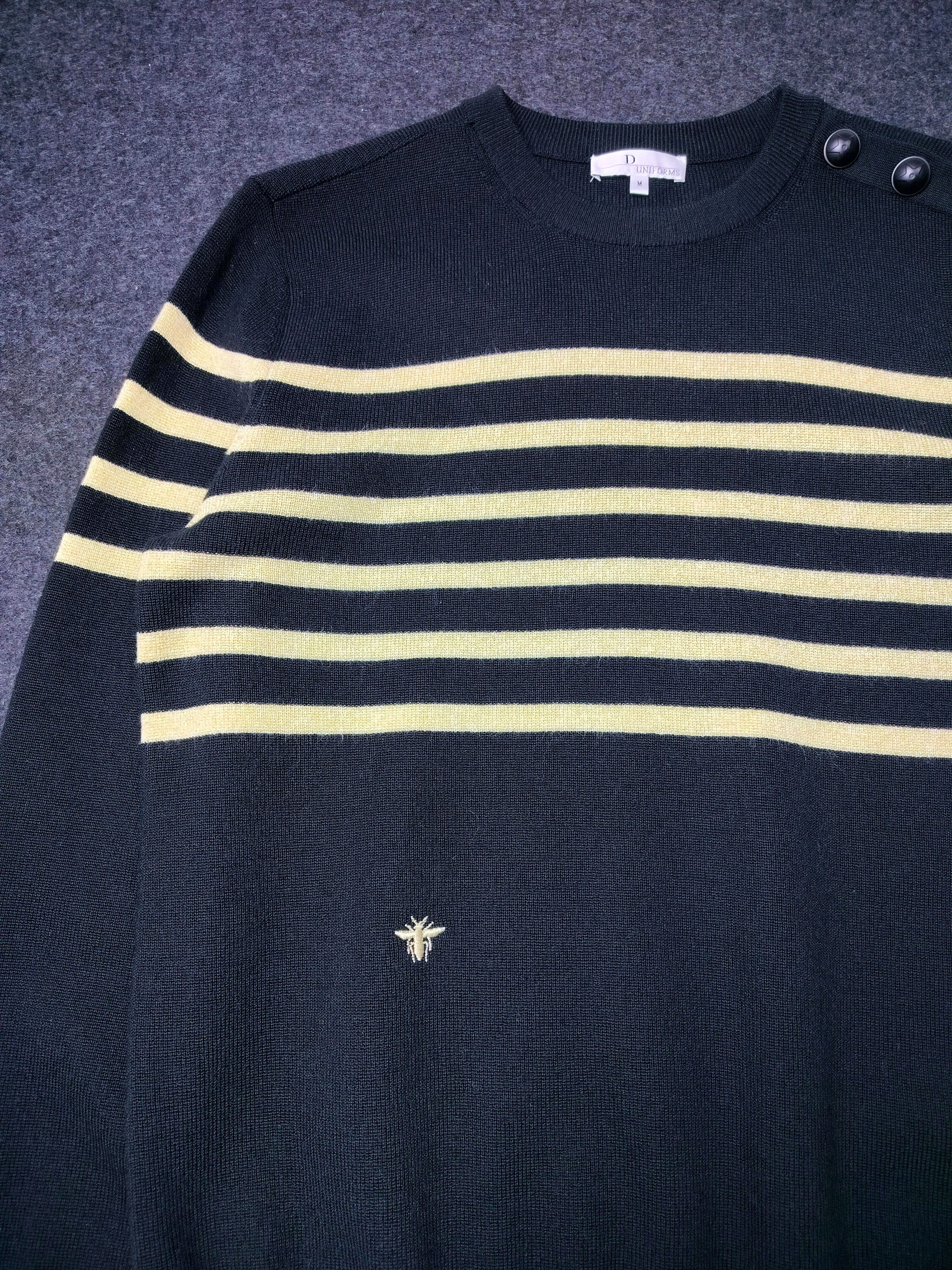 Dior Christian Dior Uniform Bee Logo Stripe Wool Knit Sweater Size US M / EU 48-50 / 2 - 3 Thumbnail