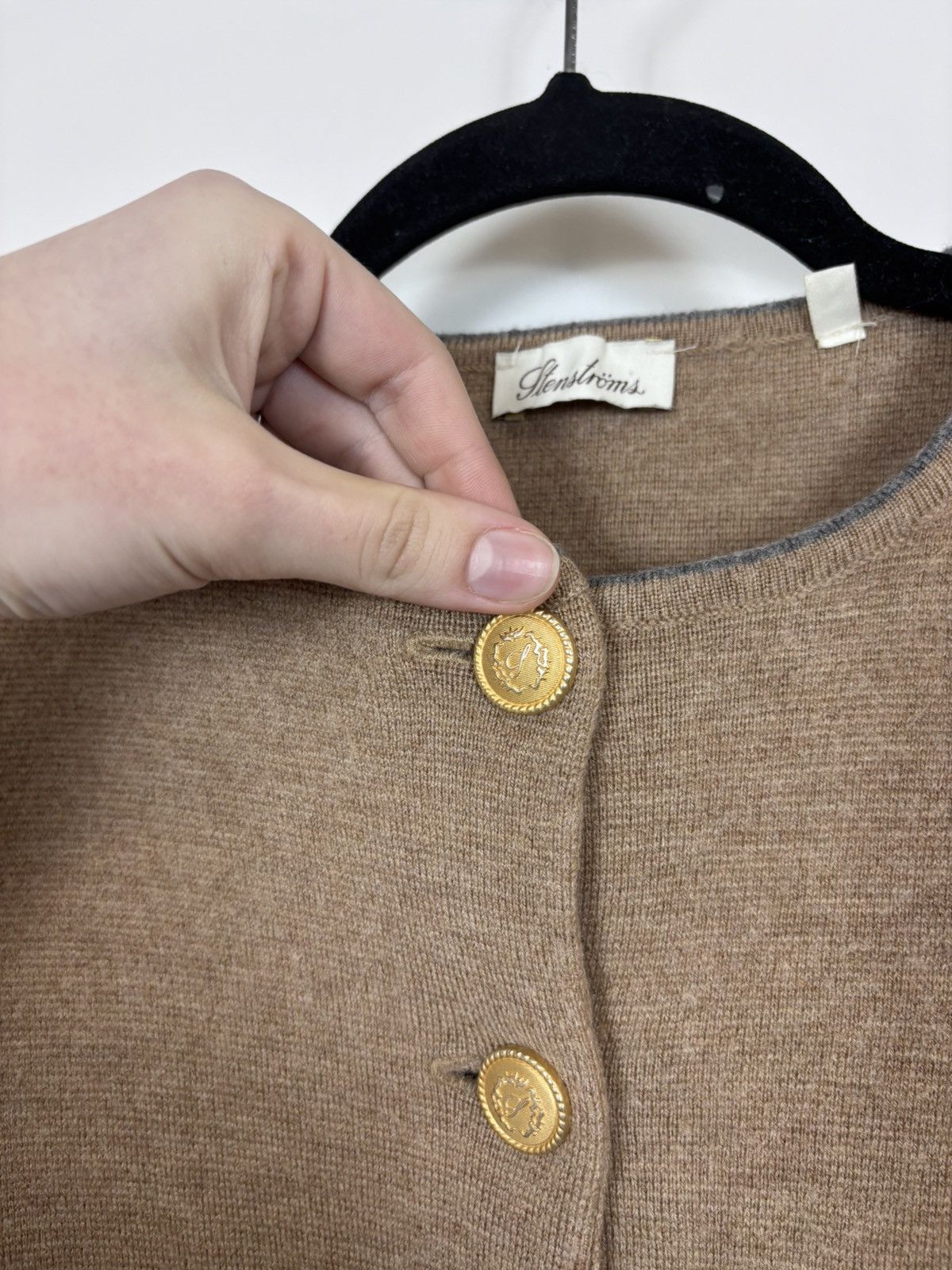 Strenstroms Stenstroms Women’s Beige Brown Wool Cardigan Sweater Size S / US 4 / IT 40 - 5 Thumbnail