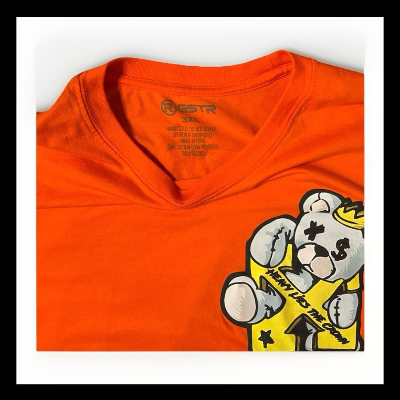 Restricted RGSTR King Status Bear Graphic Tee Orange 3XL Streetwear Size US XXL / EU 58 / 5 - 2 Thumbnail