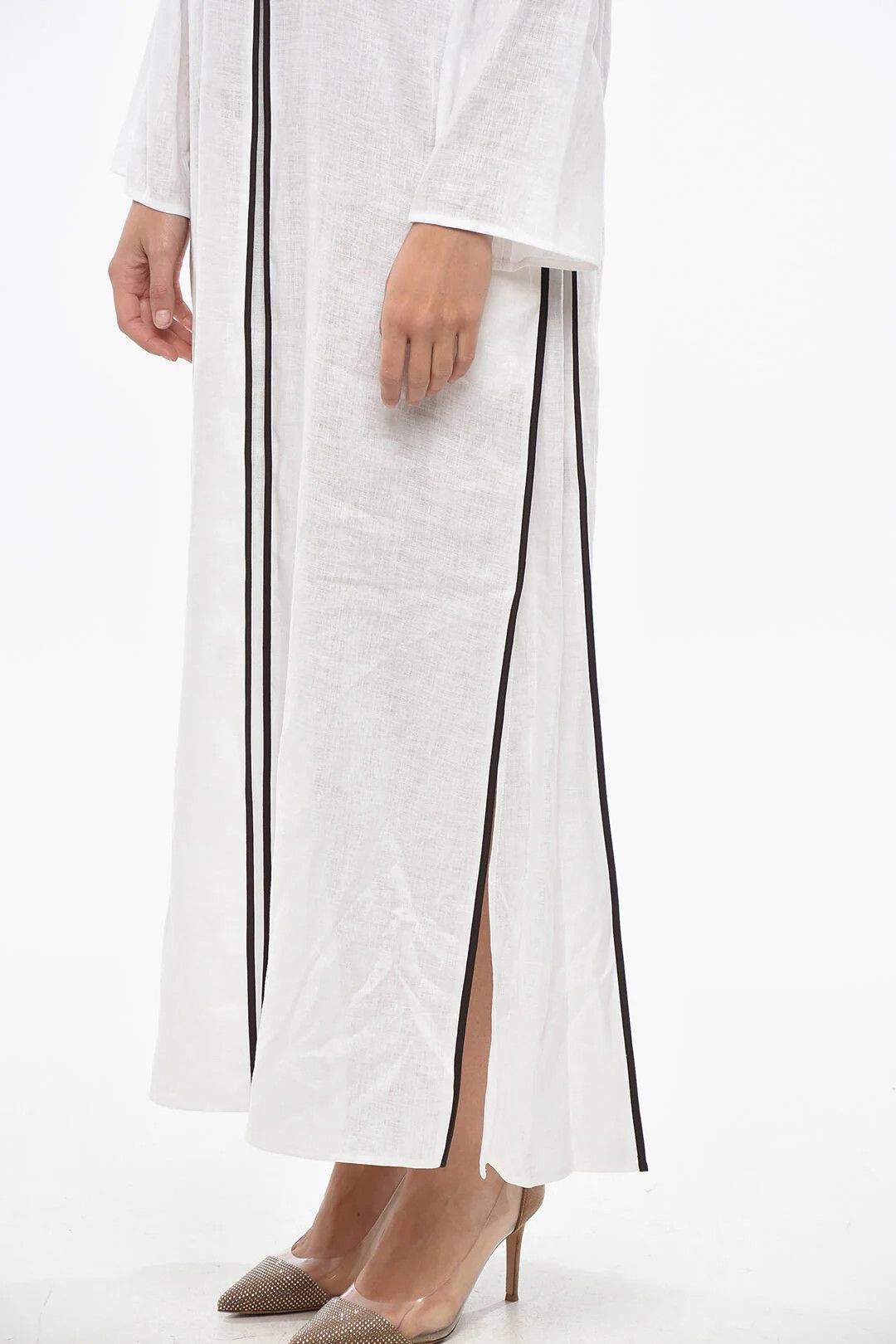 Tory Burch og1mm0426 Linen Kaftan in White Size M / US 6-8 / IT 42-44 - 3 Thumbnail