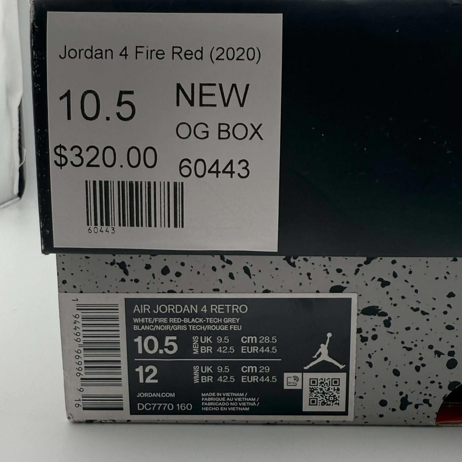 Nike Nike Air Jordan 4 Fire Red 2020 US 10.5 New Size US 10.5 / EU 43-44 - 9 Thumbnail