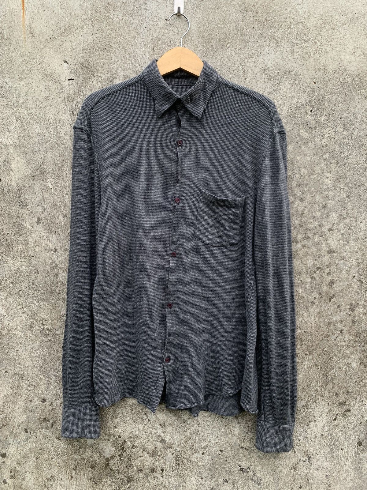 image of Adolfo Dominguez Plaid Flannel Button Down Shirt in Grey, Men's (Size Large)