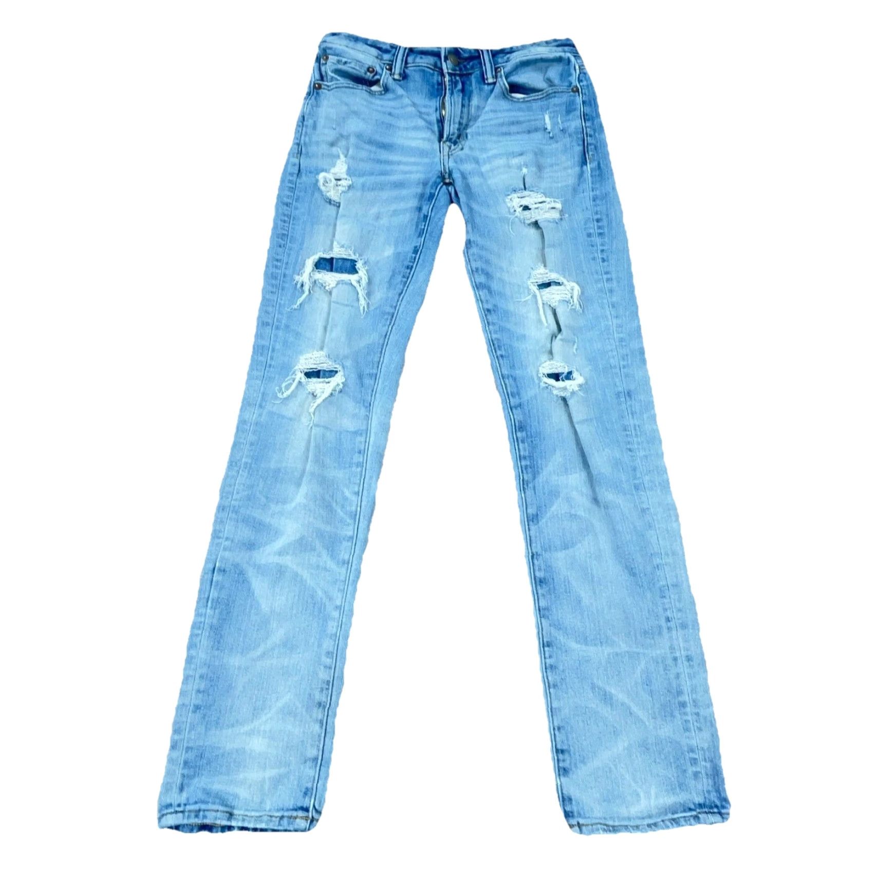 American Eagle Outfitters American Eagle Jeans Men 29x32 Slim Fit Med Wash Faded Ripped Holes Airflex Z Size US 29 - 2 Thumbnail