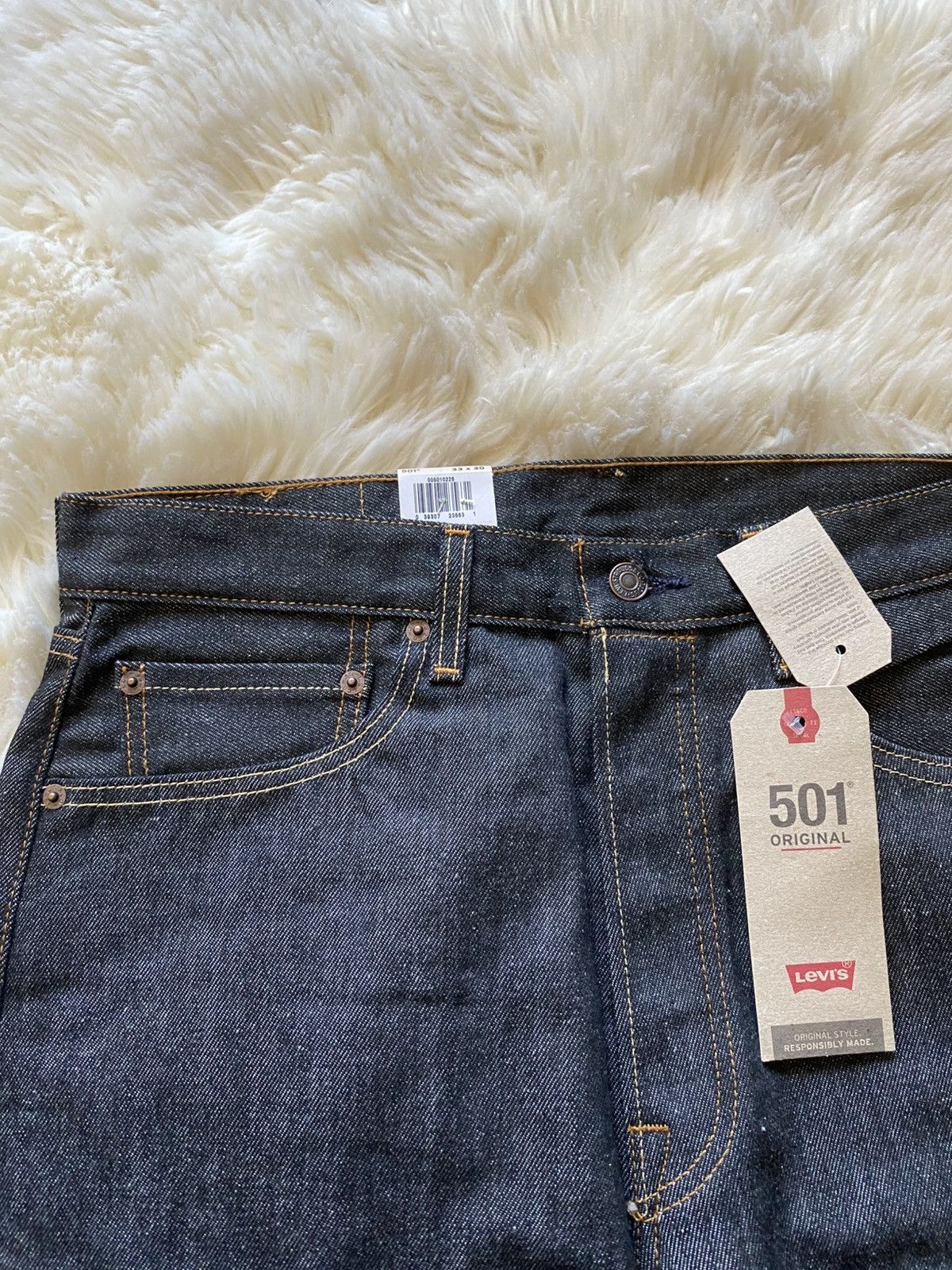 Levi's Levis 501 Raw Denim Jeans Dark Wash Y2K Straight Size US 33 - 6 Thumbnail