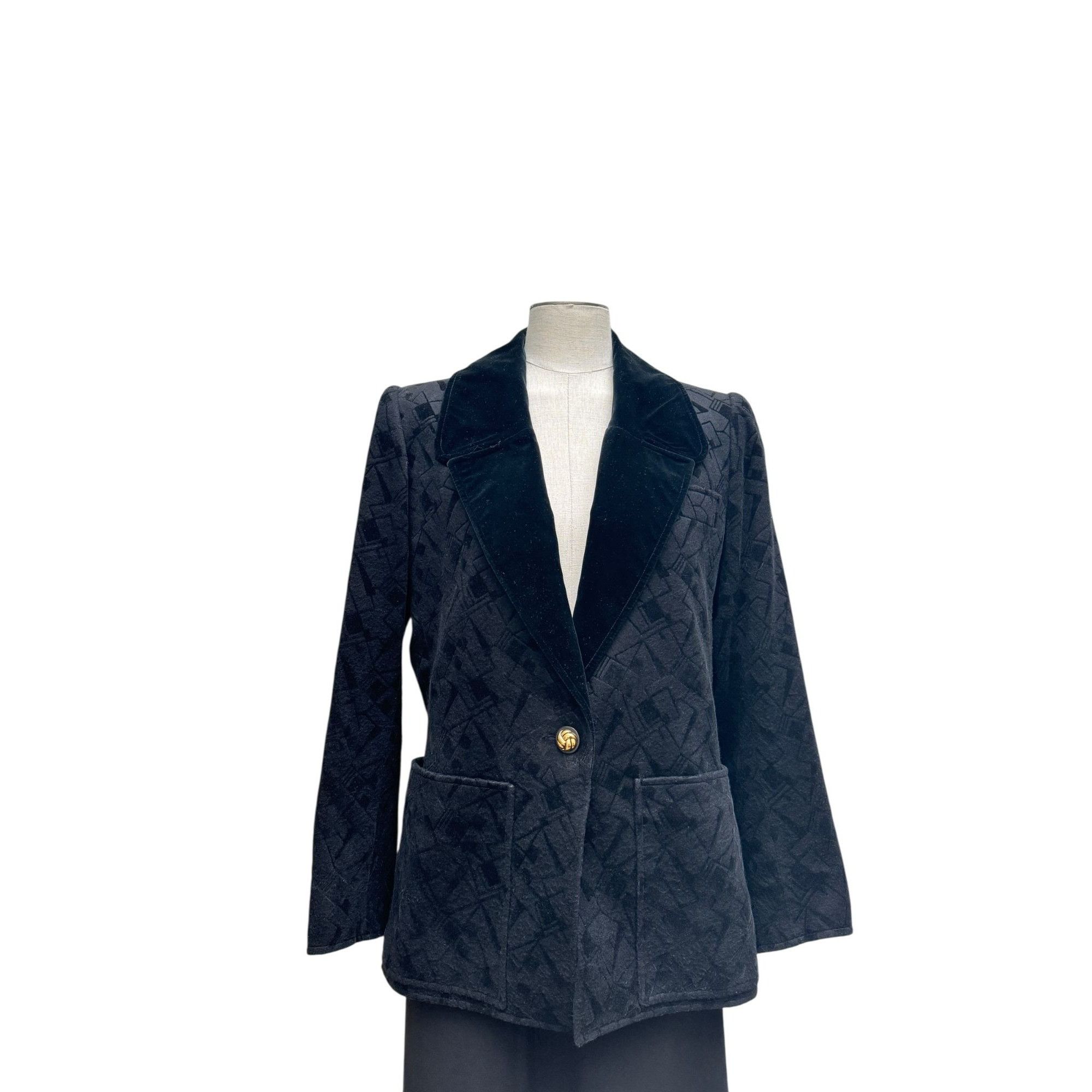 Yves Saint Laurent Vintage Black Textured Jacket Size L / US 10 / IT 46 - 2 Thumbnail