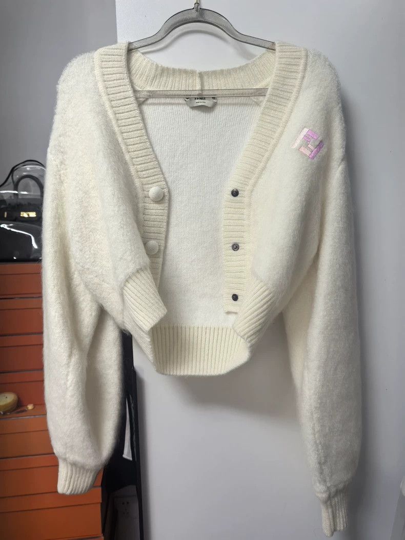 Fendi FENDI Cashmere long-sleeve V-neck cardigan with snap butto Size 4XL / US 24-26 - 4 Thumbnail