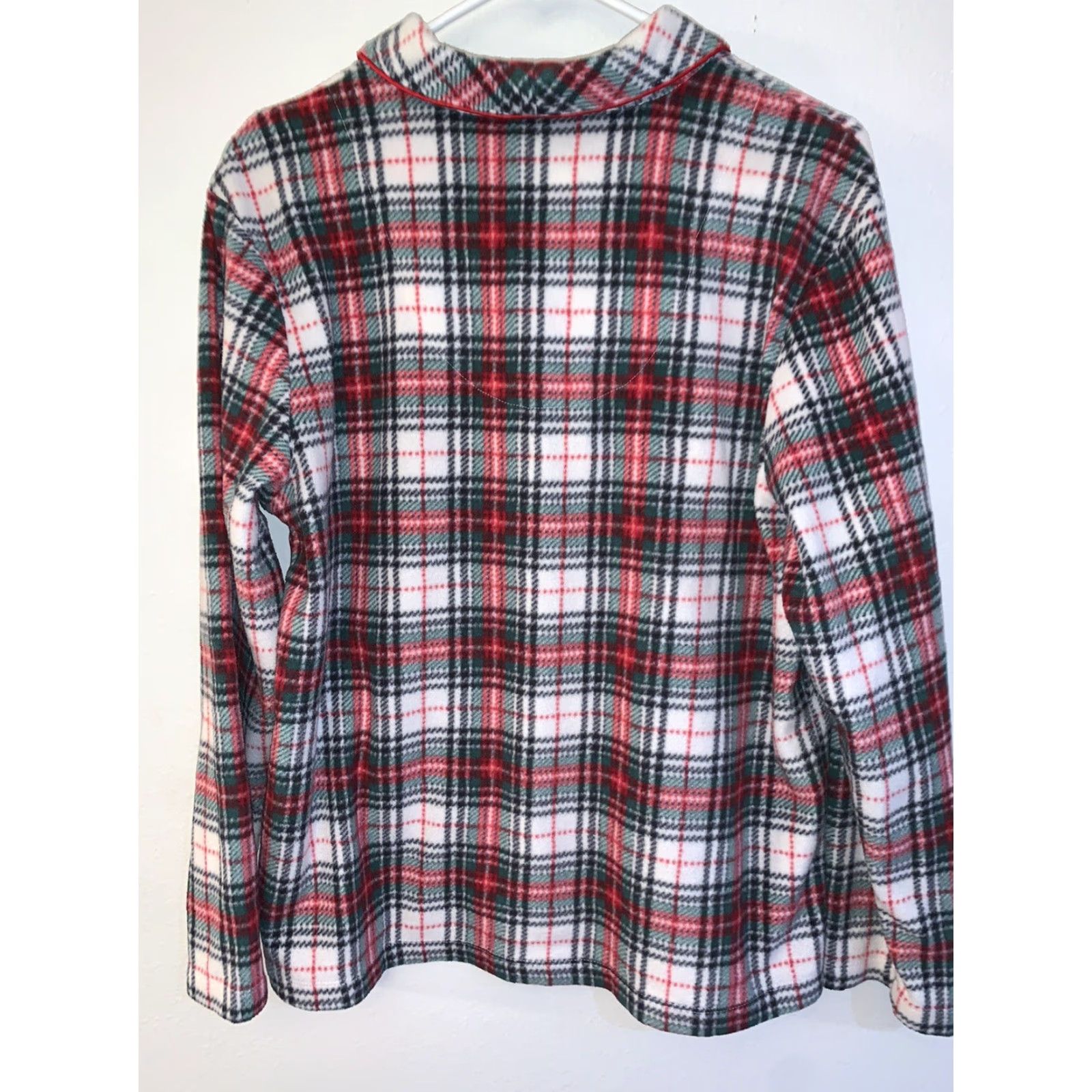 Ralph Lauren Lauren Ralph Lauren Women's Top L White, Red & Green Plaid Cotton NOT FLANNEL Size L / US 10 / IT 46 - 3 Thumbnail