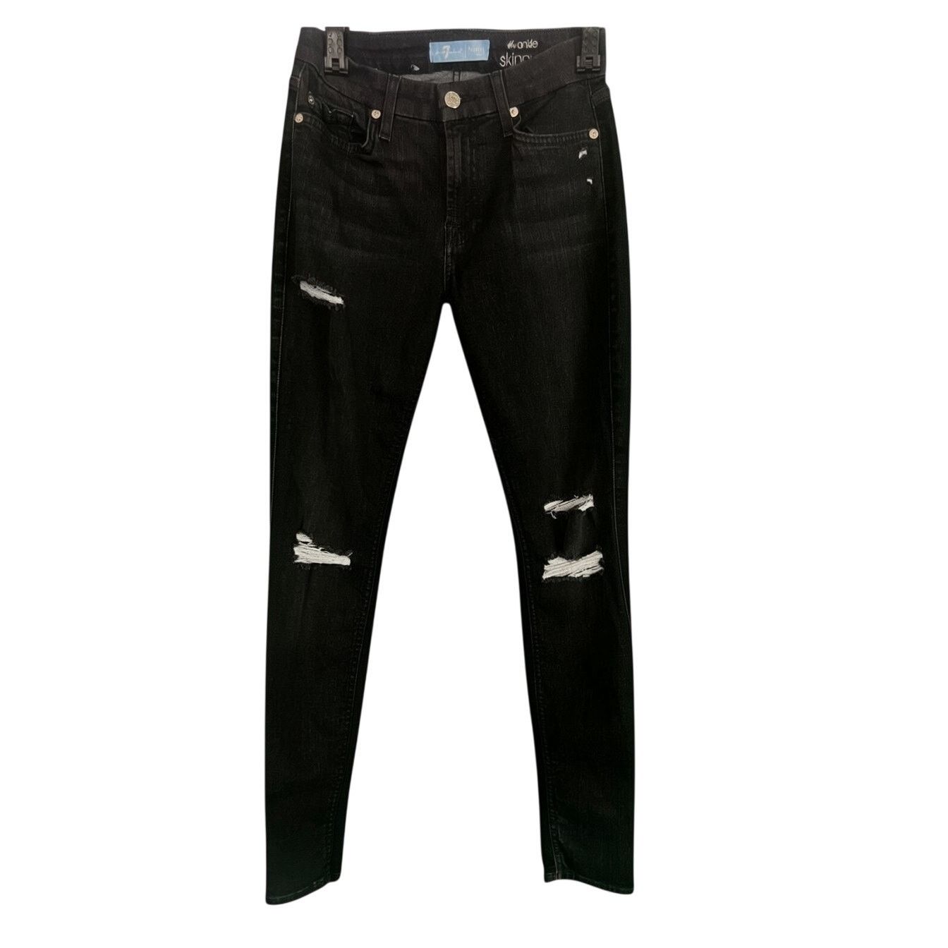 7 For All Mankind 7 For All Mankind Women's 25 Black Distressed (b)air Jeans Size 25" / US 0 / IT 36 - 1 Thumbnail
