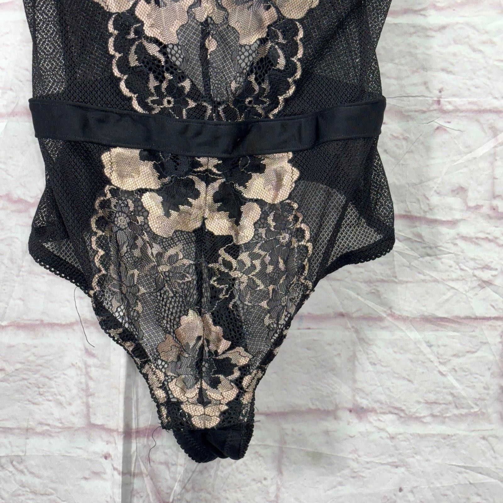 Alden Auden XS Black Floral Lace Mesh Underwire Bodysuit Lingerie Size XS / US 0-2 / IT 36-38 - 5 Thumbnail