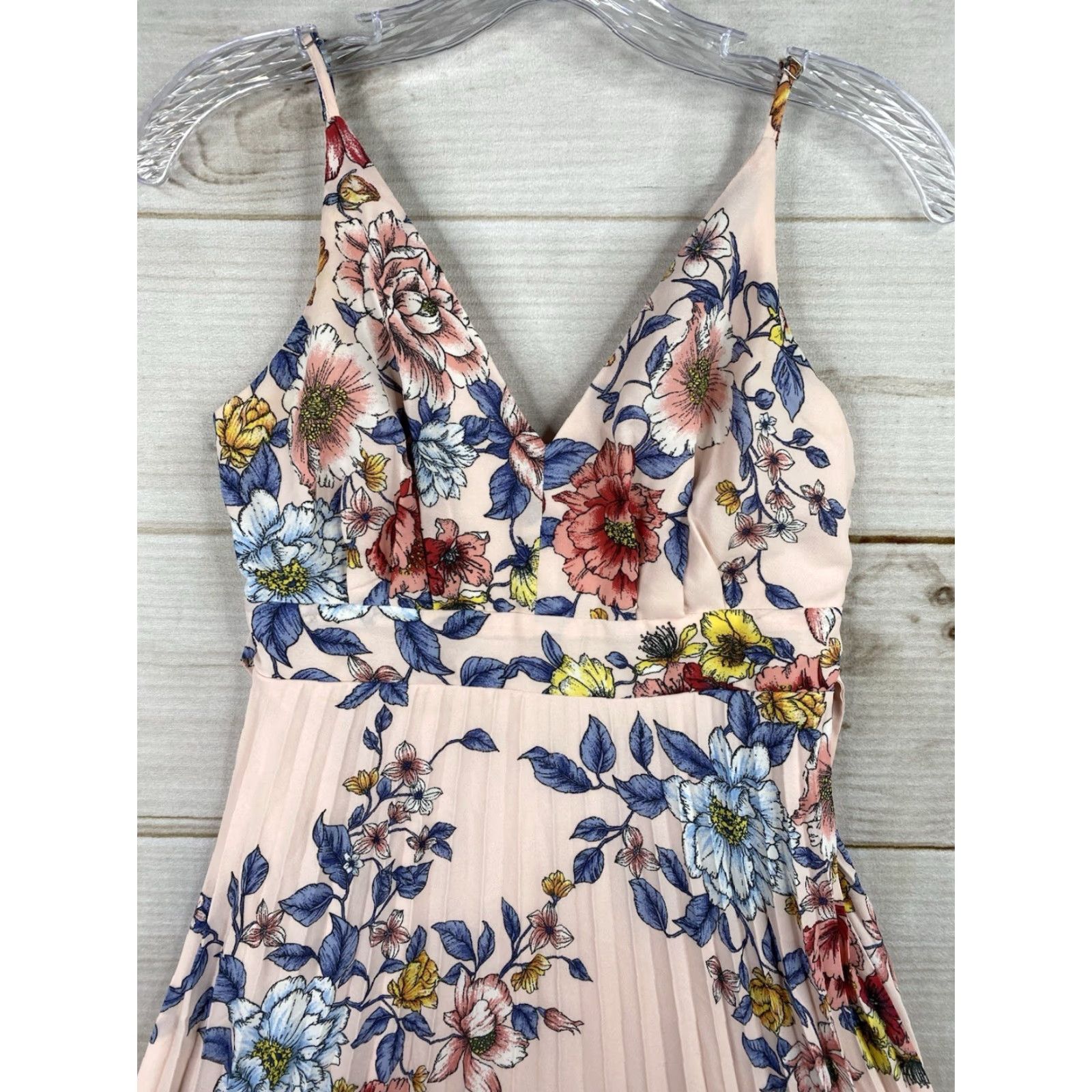 Vintage VINTAGE Thirty/Thirty LA Dress Shirt Womens S Pink Floral Pleated A-Line Sleeveless V-Neck Midi 90s Event Party Wedding Flower Size S / US 4 / IT 40 - 2 Thumbnail