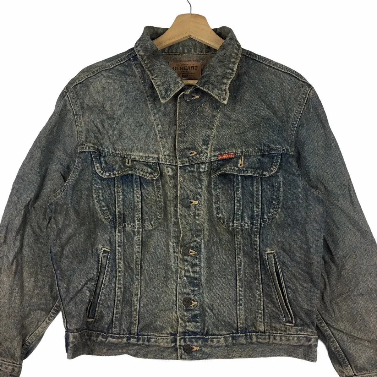 Vintage Vtg GIL HEART Denim Jeans Jacket Motorcycle Distress Size US M / EU 48-50 / 2 - 2 Thumbnail