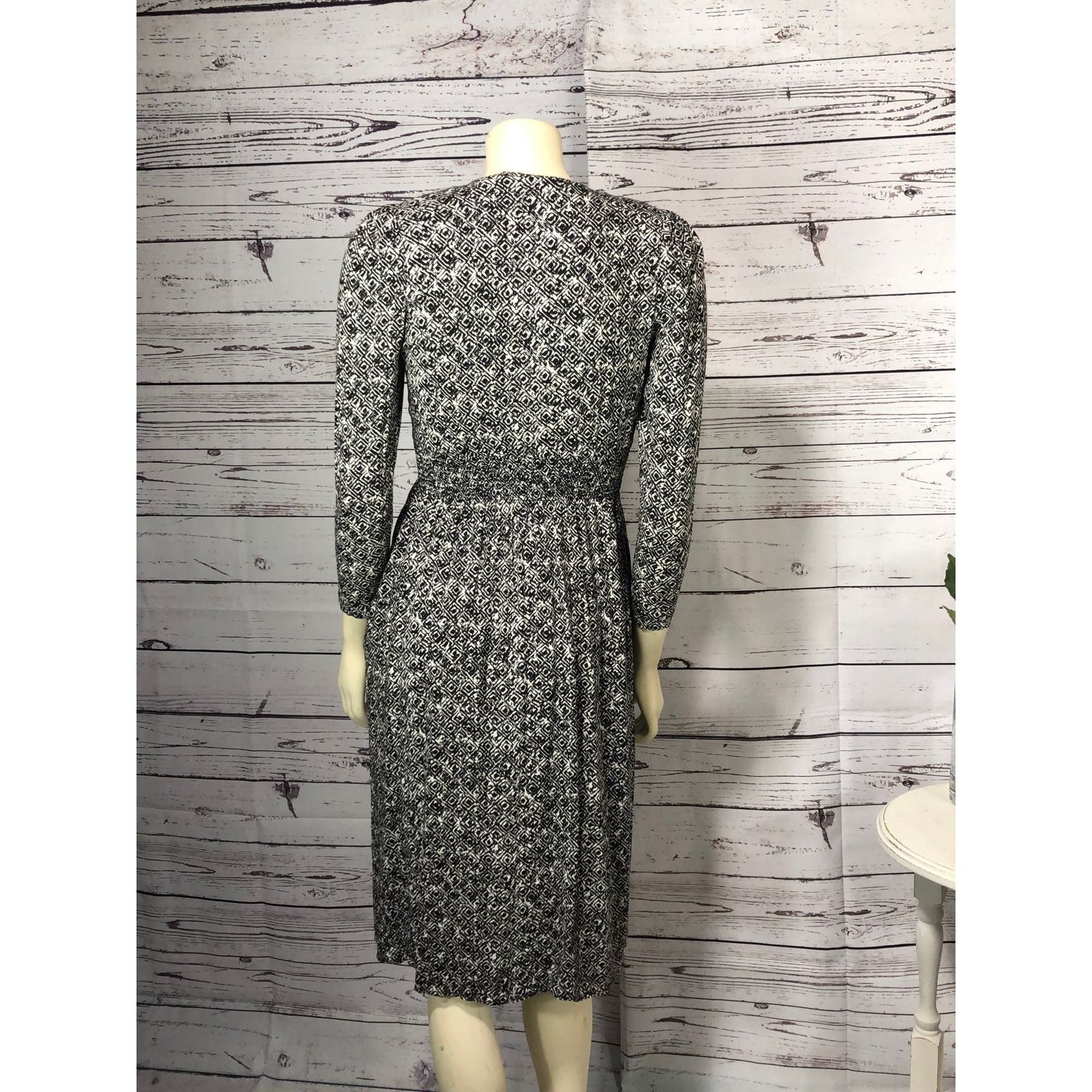 Vintage VTG Karin Stevens black & white patterned pleated dress 4 p Size S / US 4 / IT 40 - 11 Thumbnail