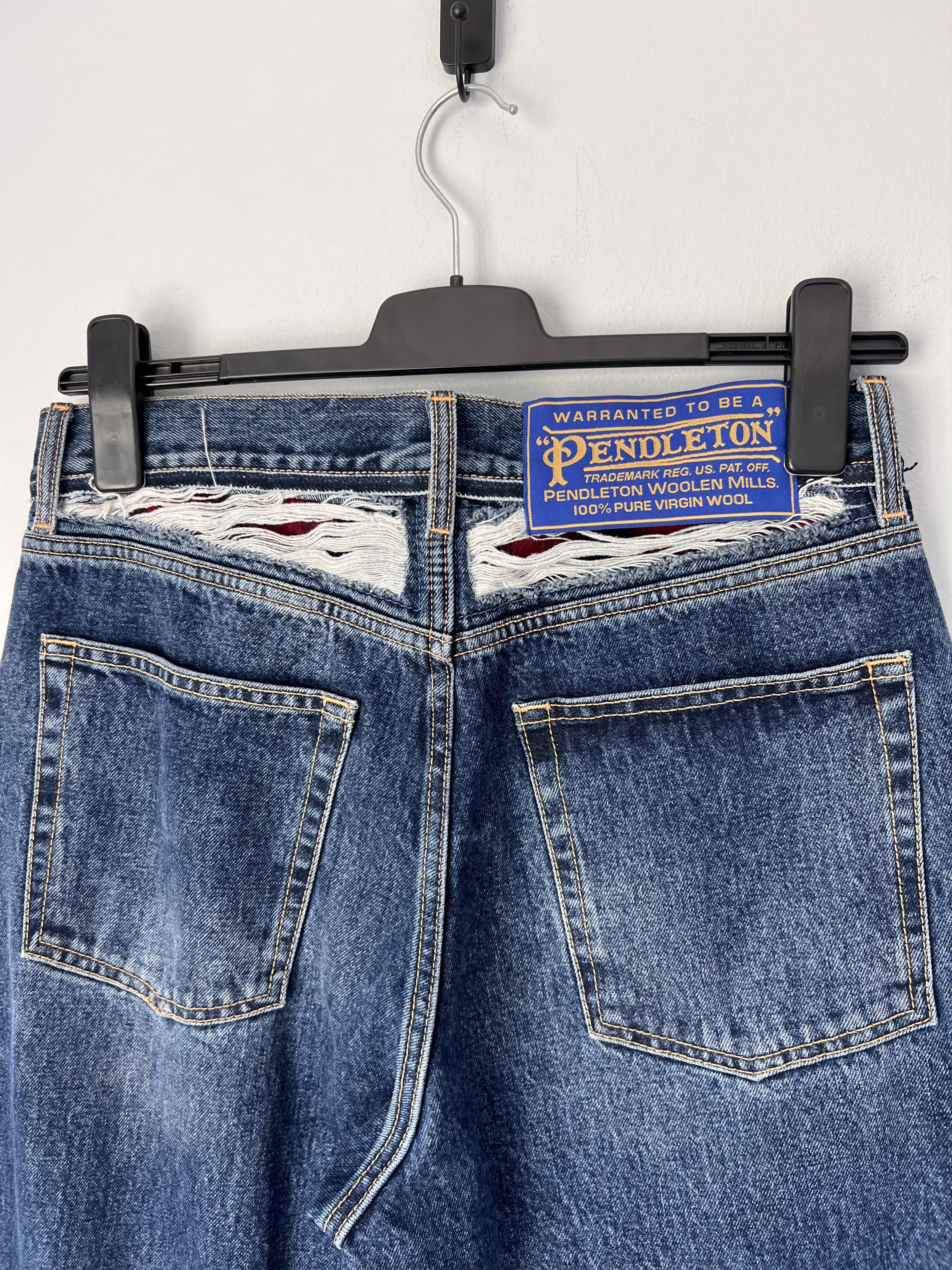 Maison Margiela × Pendleton Maison Margiela Pendleton Yoke Distressed Jeans in Indigo Size US 33 - 5 Thumbnail