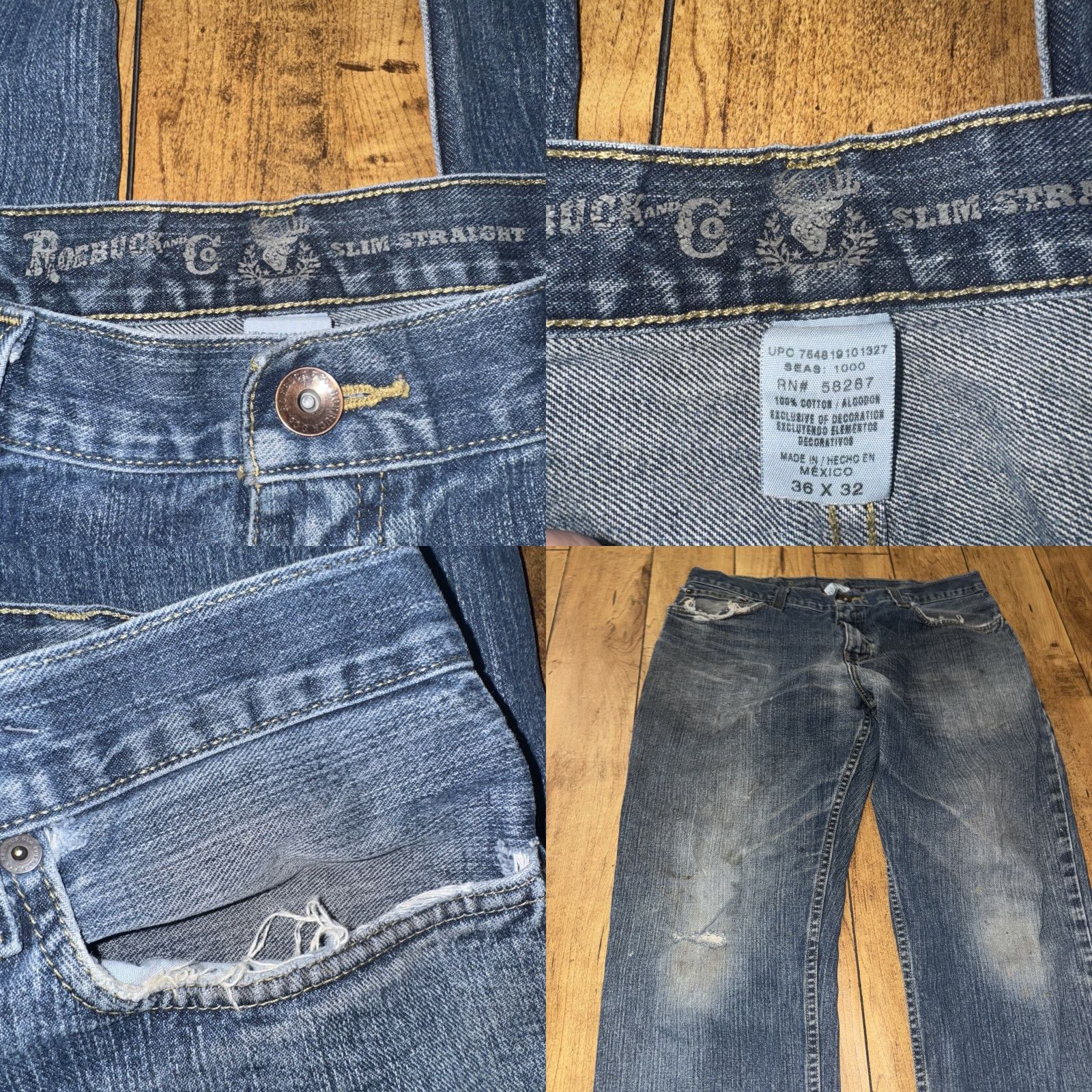CO Roebuck & Co Jeans Slim Straight Denim 36x33 Men Blue Slim Fit Straight Leg Regular Size 36 33 Inseam Size US 36 / EU 52 - 8 Thumbnail
