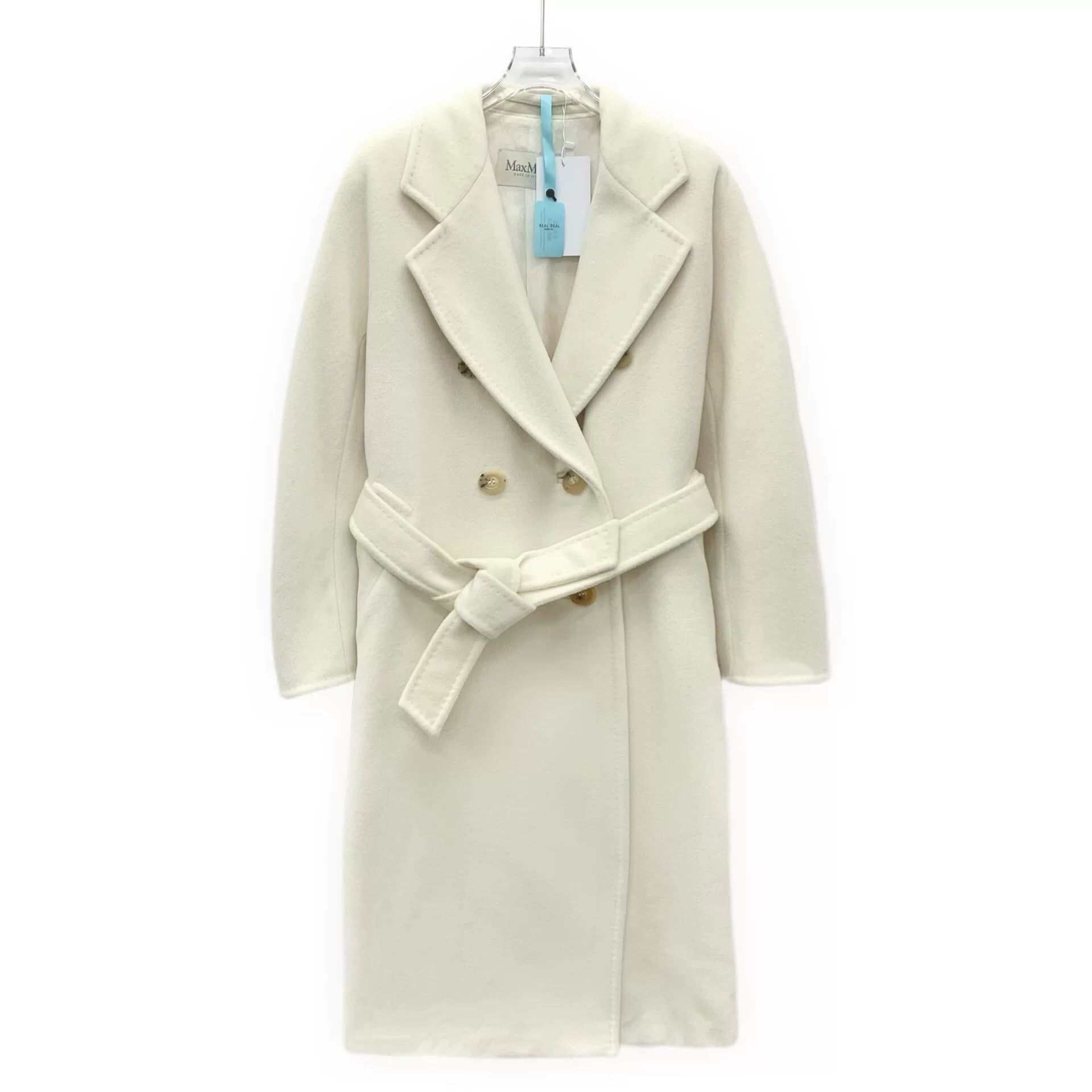 Max Mara maxmara white wool belted coat 101801 Size US XS / EU 42 / 0 - 1 Thumbnail
