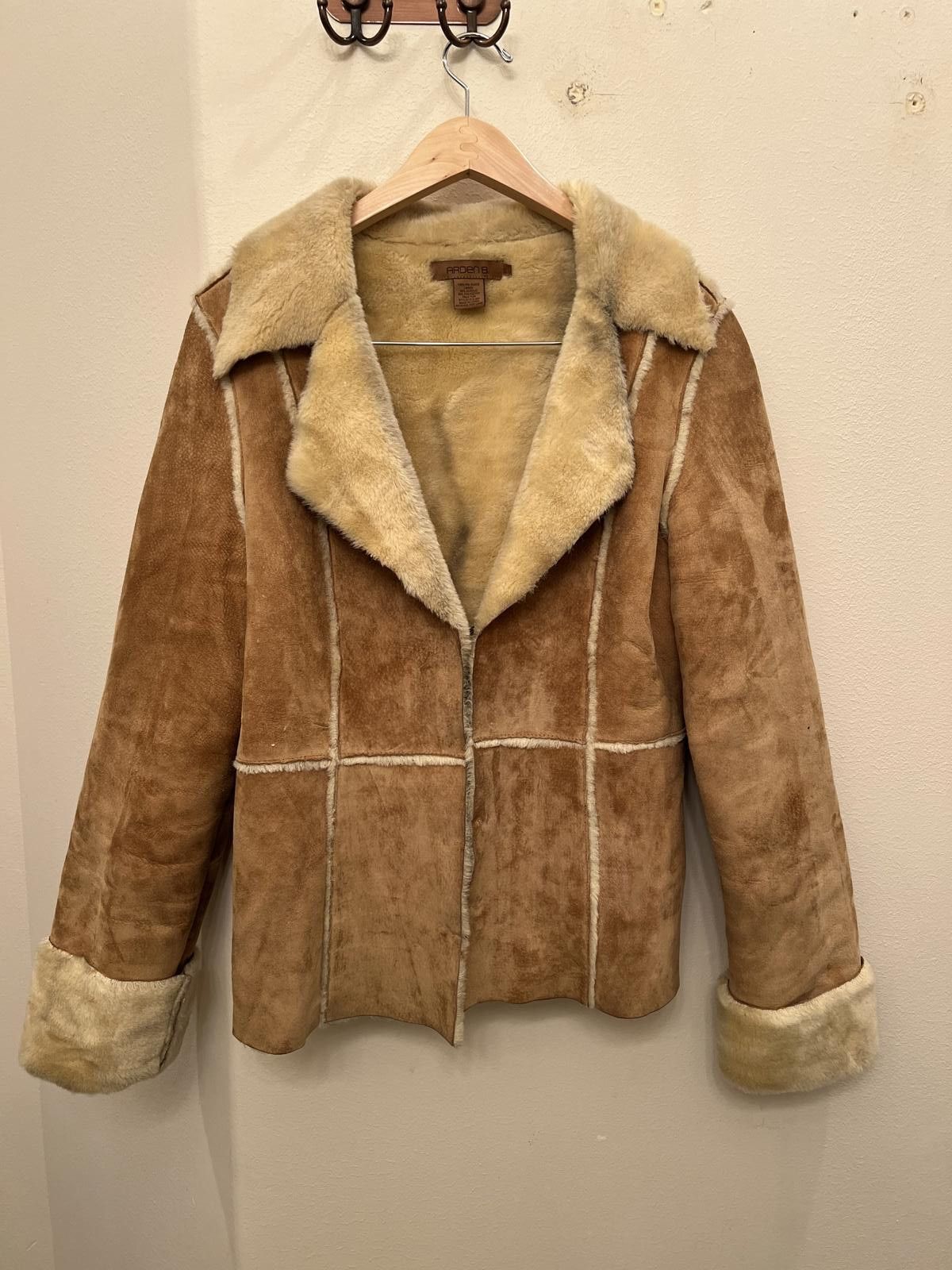 Designer Vintage Arden B. Suede Shearling Jacket Size L / US 10 / IT 46 - 1 Thumbnail