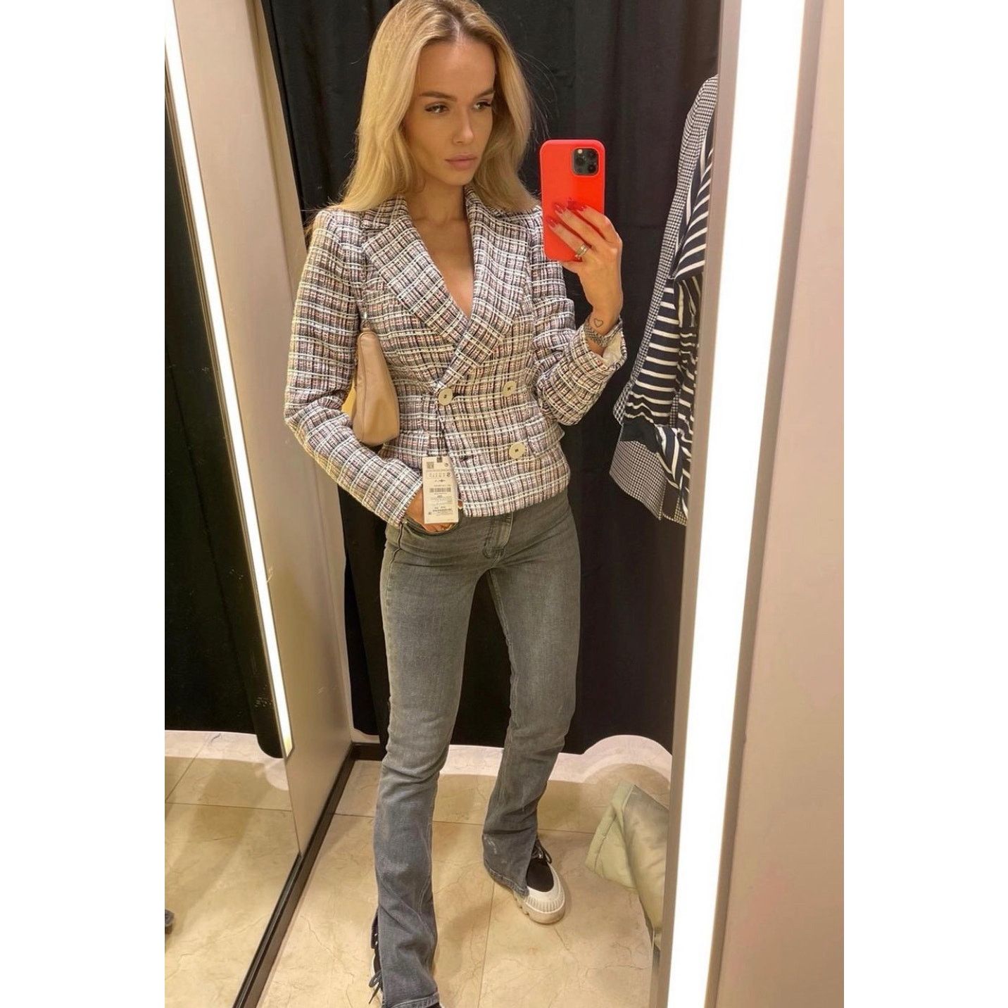 Zara Zara double breasted textured weave jacket blazer Size L / US 10 / IT 46 - 3 Thumbnail